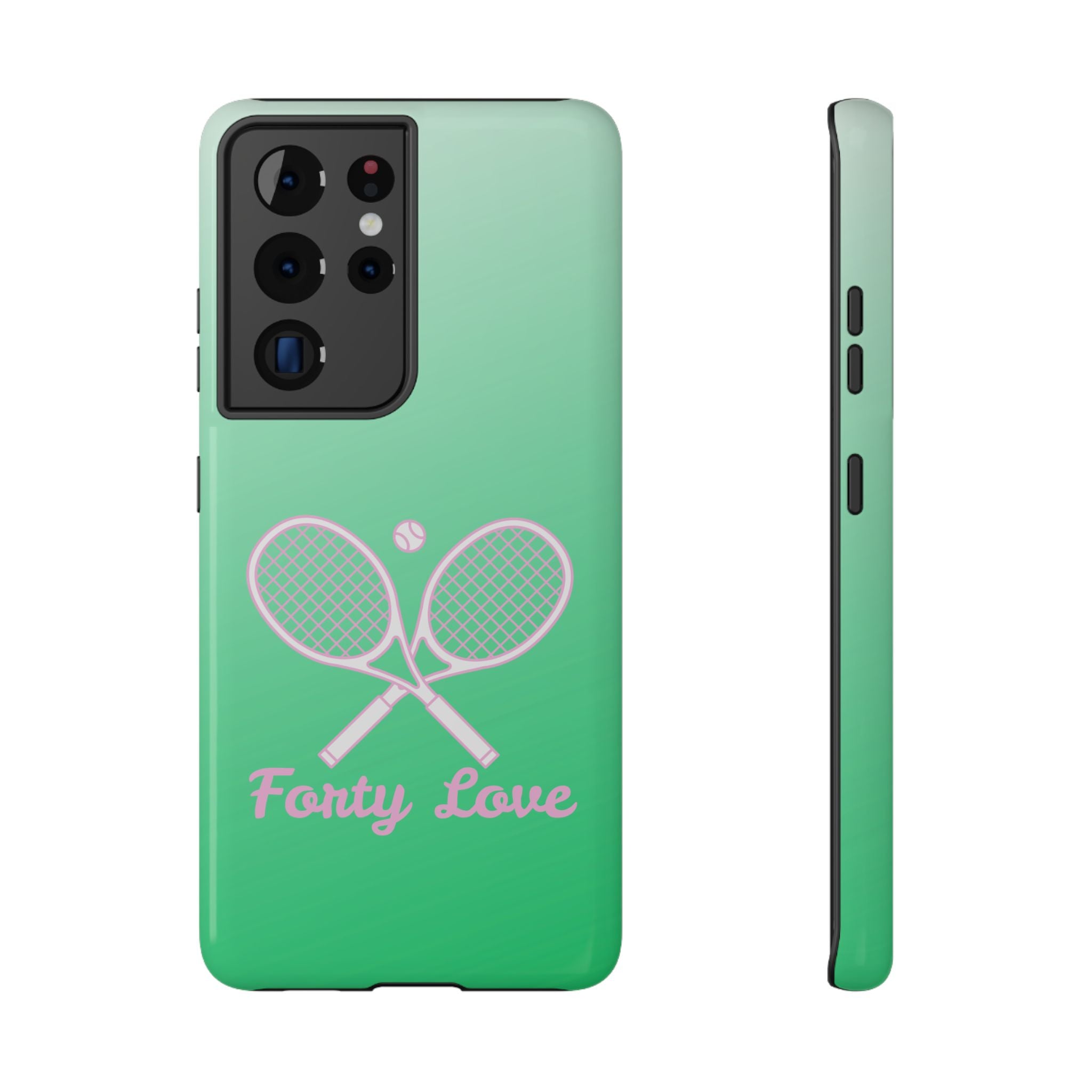 Tennis Impact-Resistant Phone Case — 'Forty Love', Green Gradient