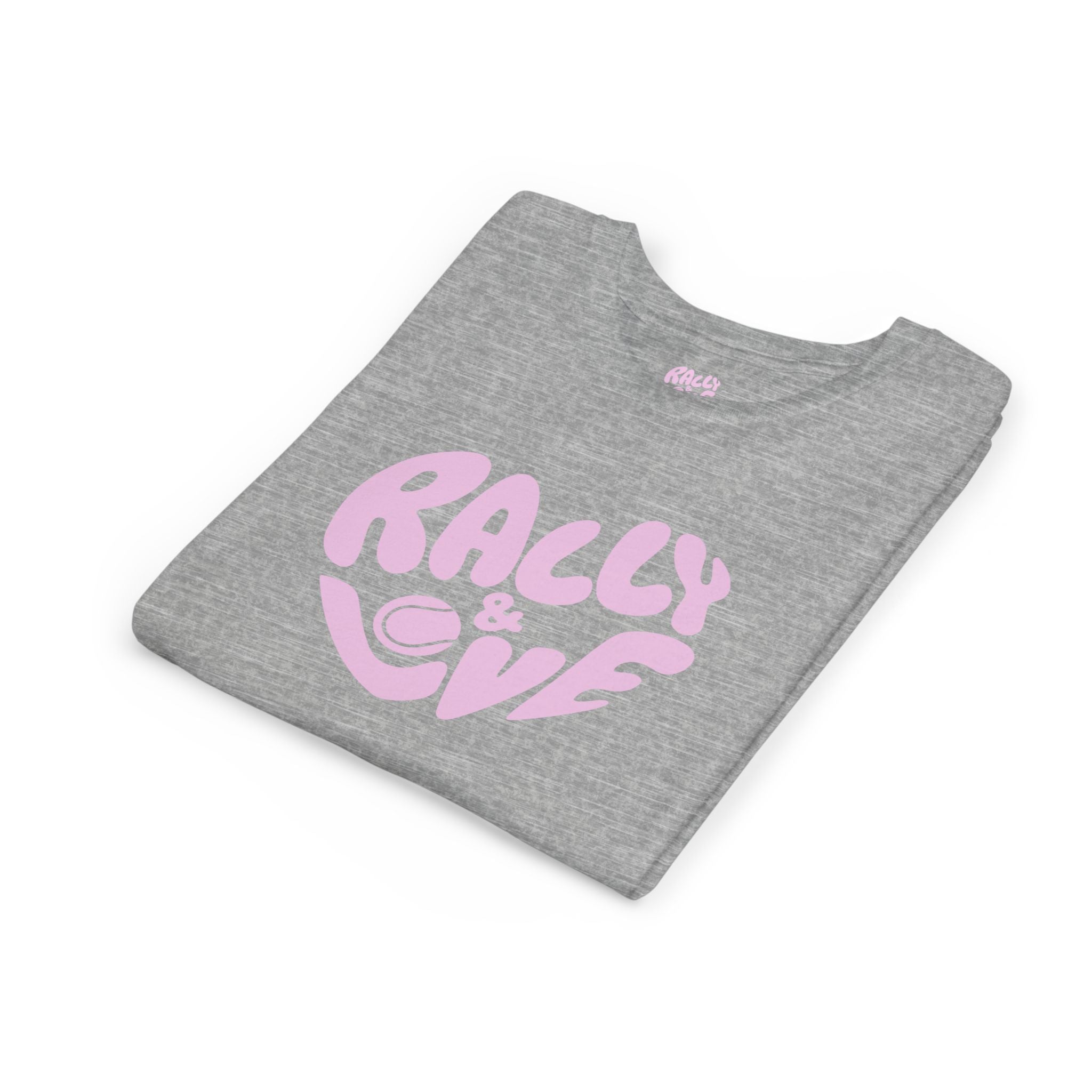 Girl's Junior Tee — 'Rally & Love' Heart logo T-Shirt (pink)