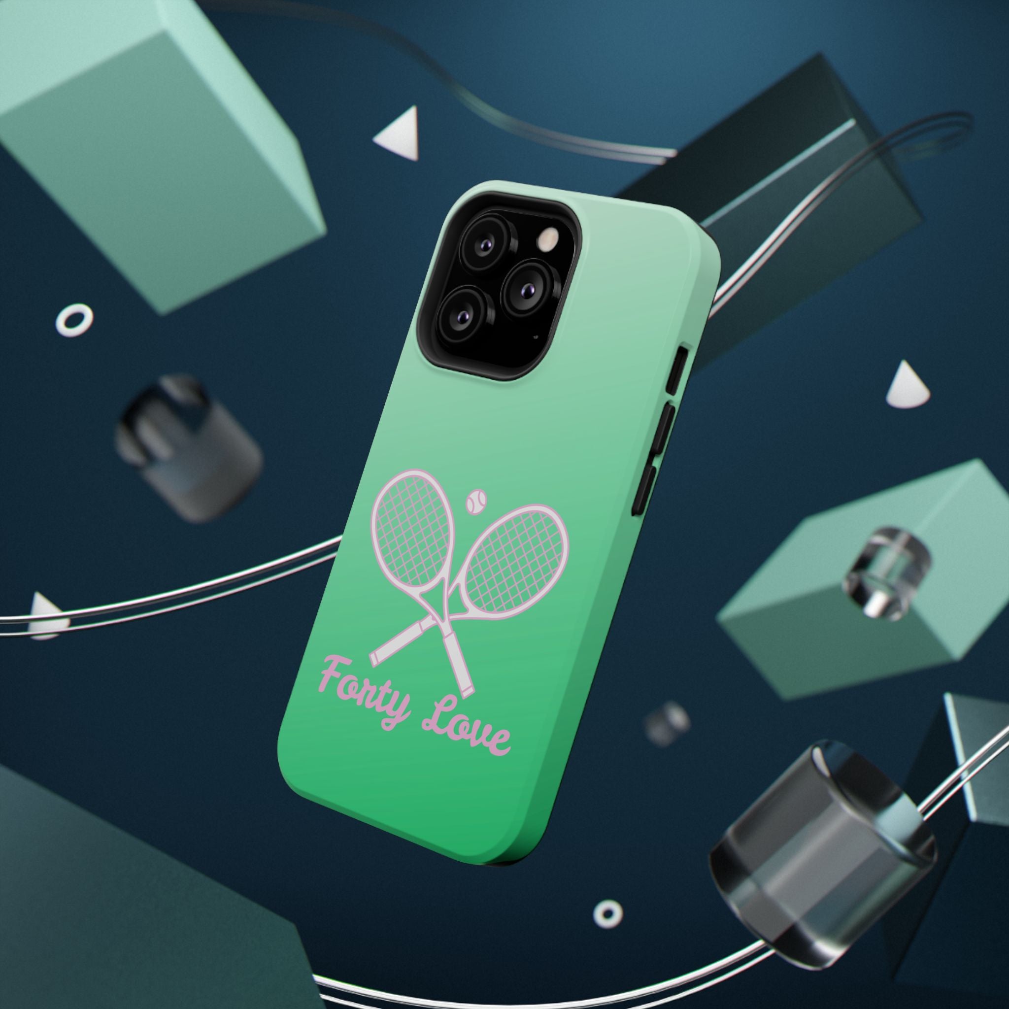 Tennis Impact-Resistant Phone Case — 'Forty Love', Green Gradient
