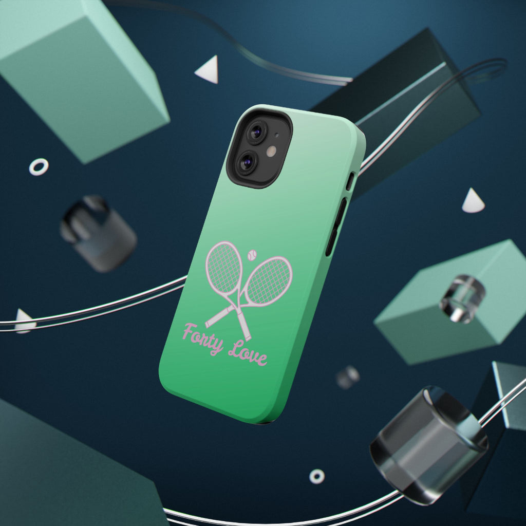 Tennis Impact-Resistant Phone Case — 'Forty Love', Green Gradient