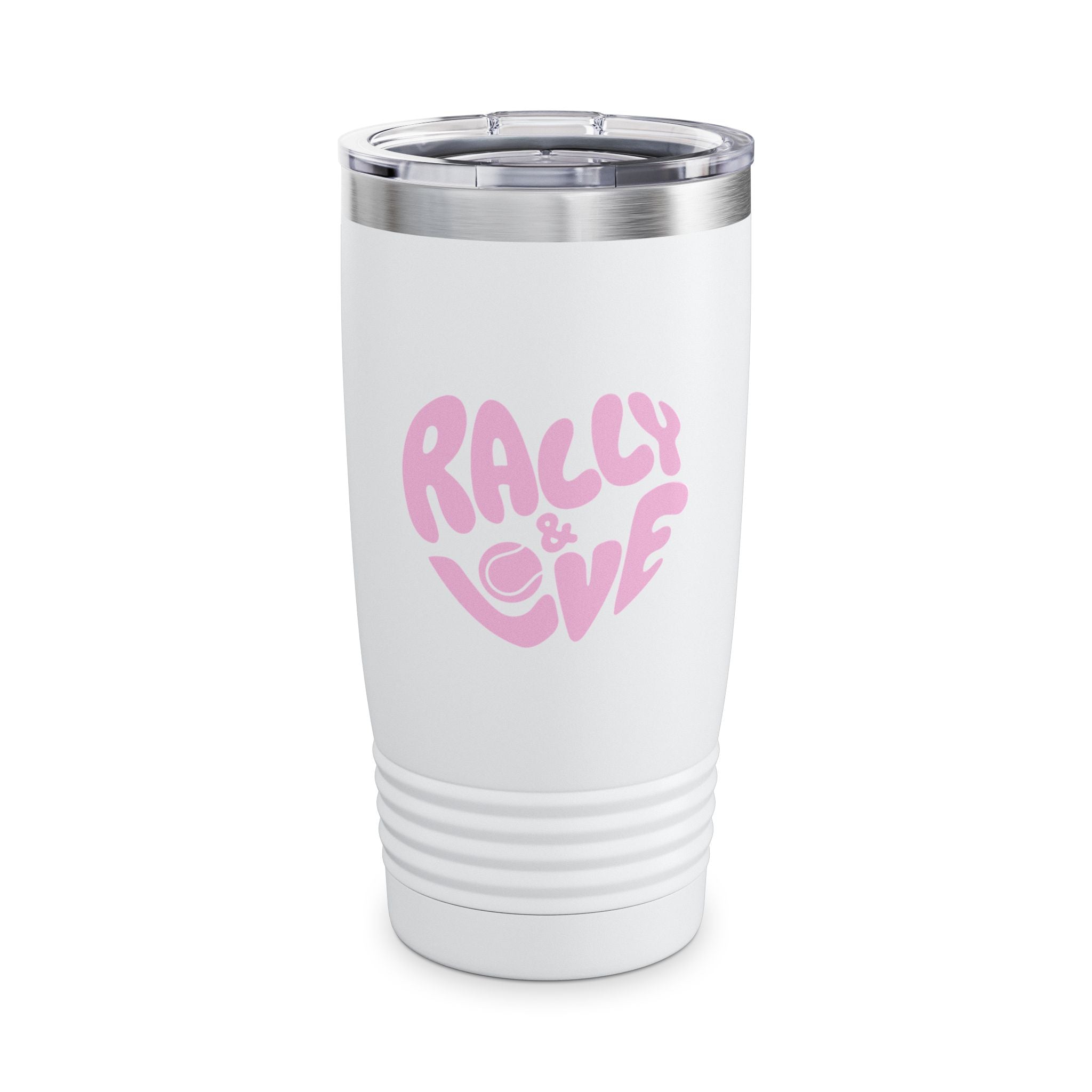 20oz Coffee Tumbler – "Rally & Love" Heart Design | Insulated Travel Cup for Everyday (Bubblegum pink)