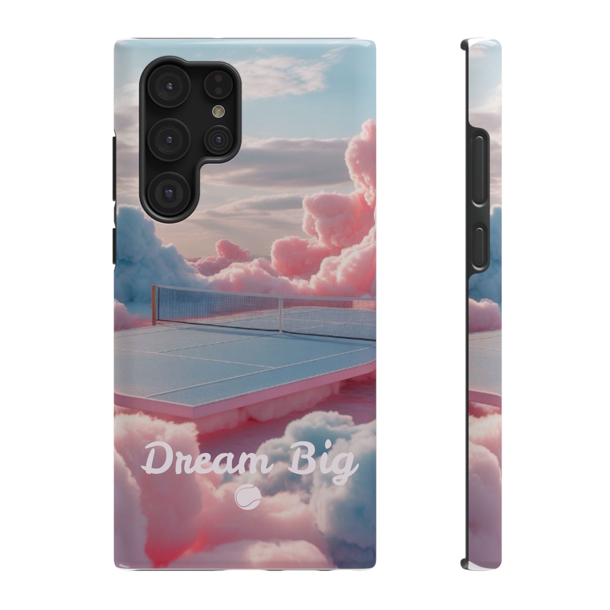 Tennis Impact-Resistant Phone Case — 'Dream Big' Pastel Cloud Tennis Court