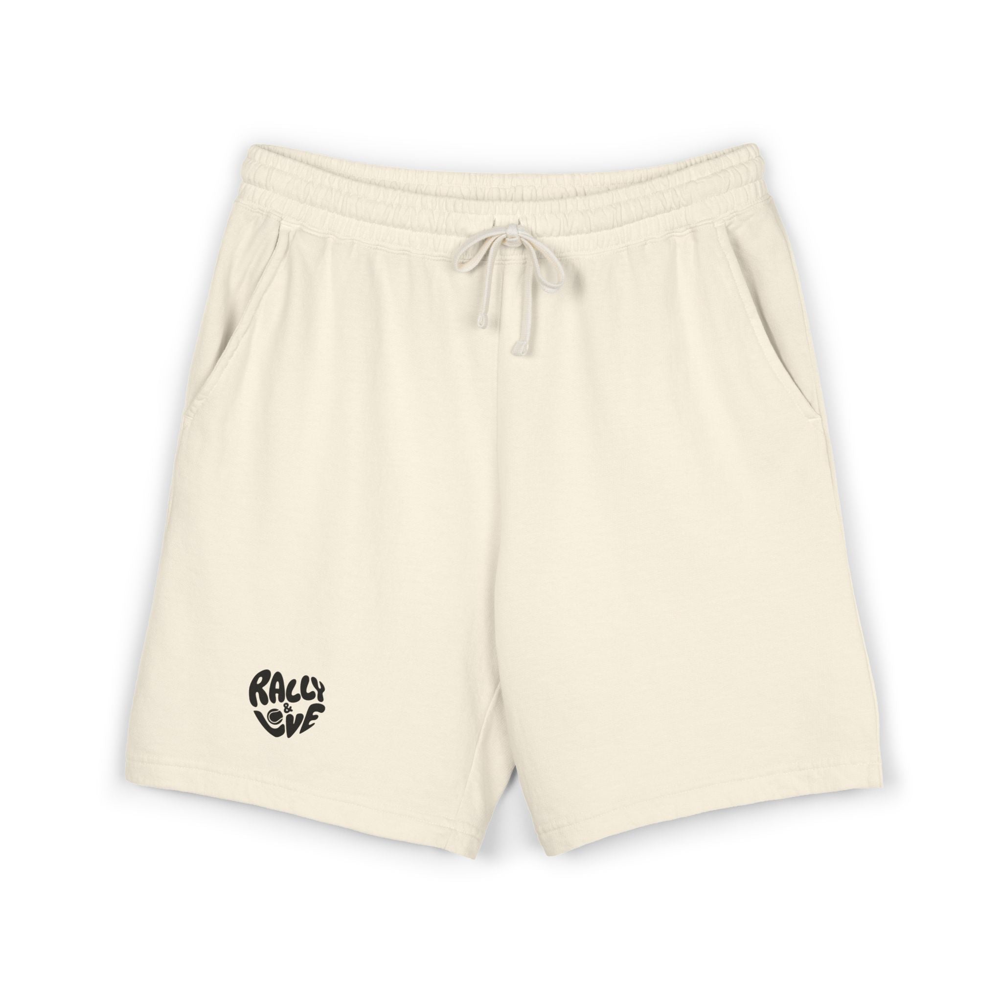 Men's Fleece Sweatshorts — 'Rally & Love' Logo Casual Lounge Shorts (black)