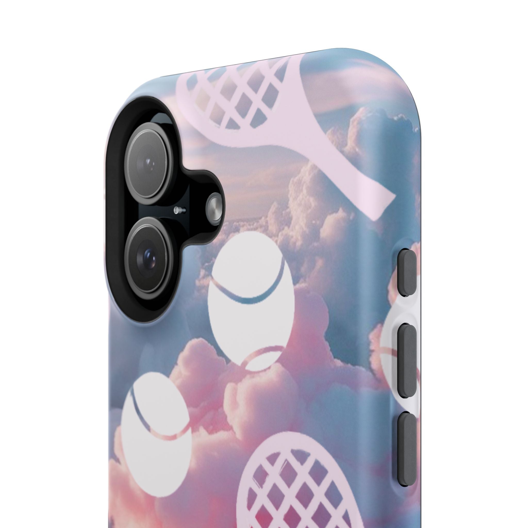 Tennis Impact-Resistant Phone Case — Tennis Rackets & Balls on Cloudscape