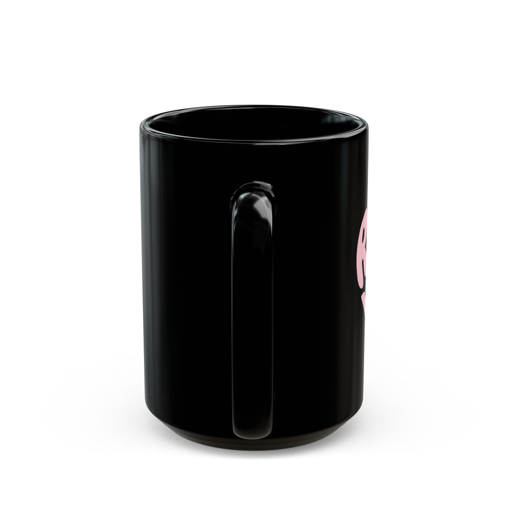 Black Mug (11oz, 15oz) - pink 'Rally & Love' logo