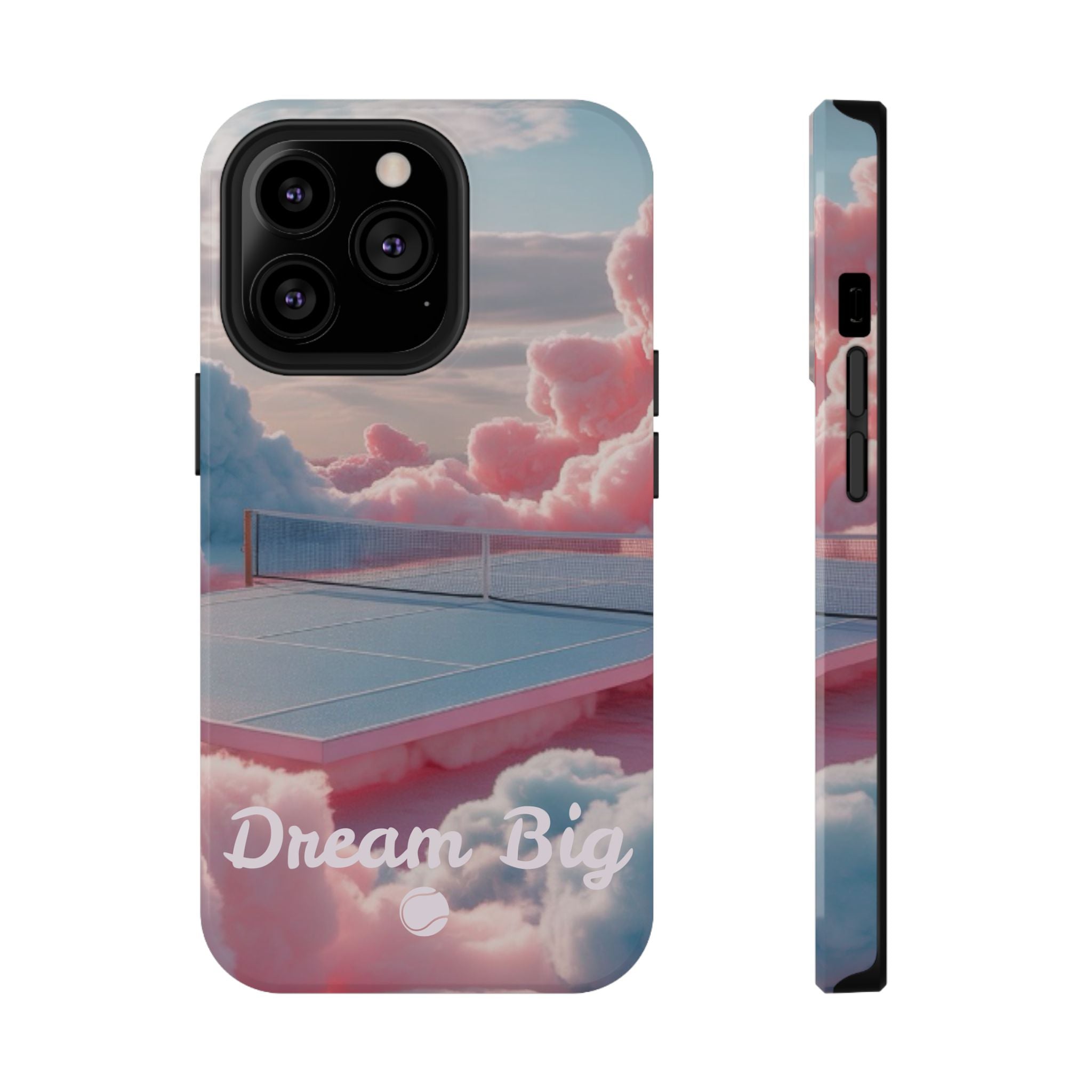 Tennis Impact-Resistant Phone Case — 'Dream Big' Pastel Cloud Tennis Court