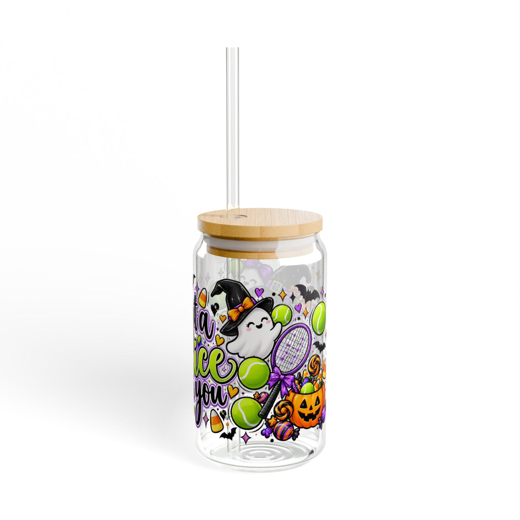 Halloween Tennis Sipper Glass  16oz — Halloween 'I Put a Slice on You' Witch Cauldron Design