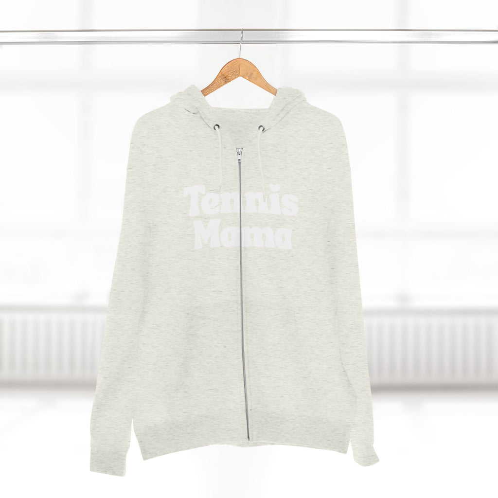 Women's Zip Hoodie — 'Tennis mama' Front Zip Hoodie sweatshirt (white)