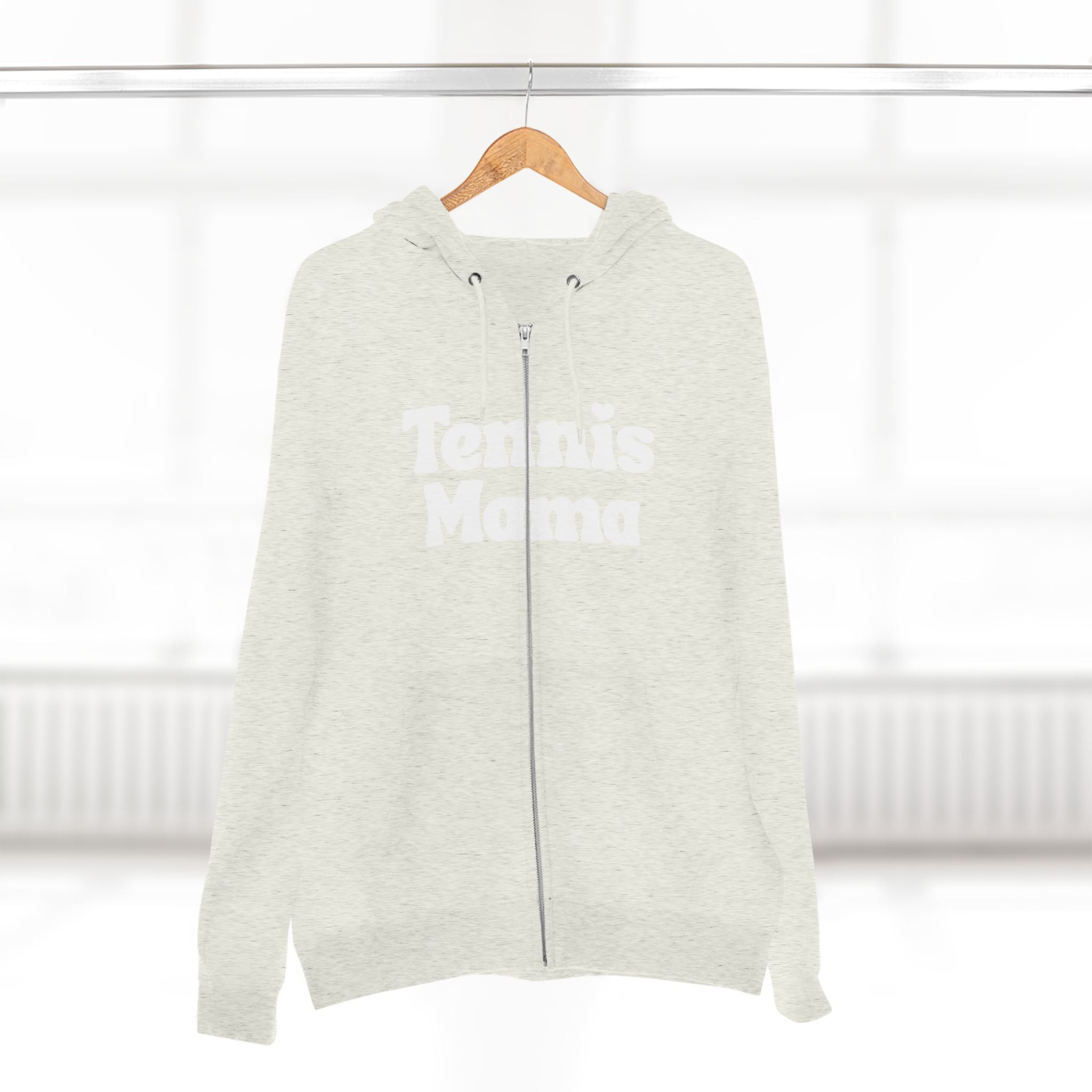 Women's Zip Hoodie — 'Tennis mama' Front Zip Hoodie sweatshirt (white)