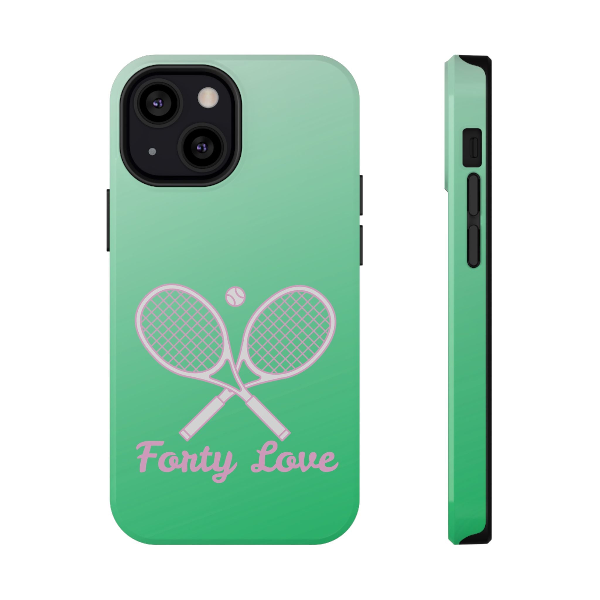 Tennis Impact-Resistant Phone Case — 'Forty Love', Green Gradient