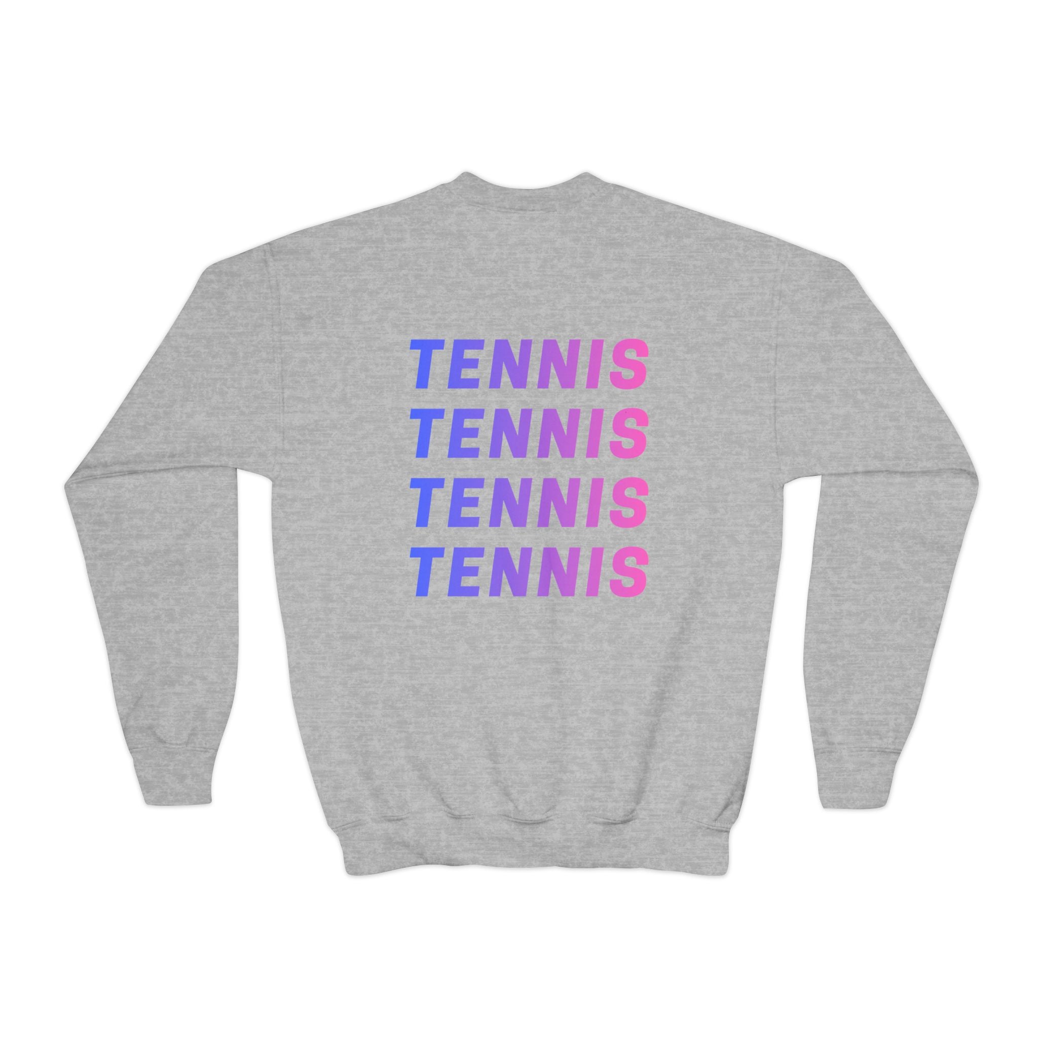 Girl's Junior Tennis Crewneck Sweatshirt – Retro Gradient "TENNIS" Graphic
