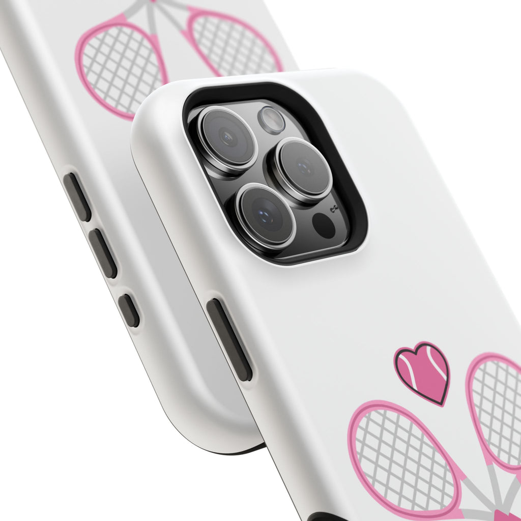 Tennis Impact‑Resistant Phone Case — 'Forty Love', pink/white