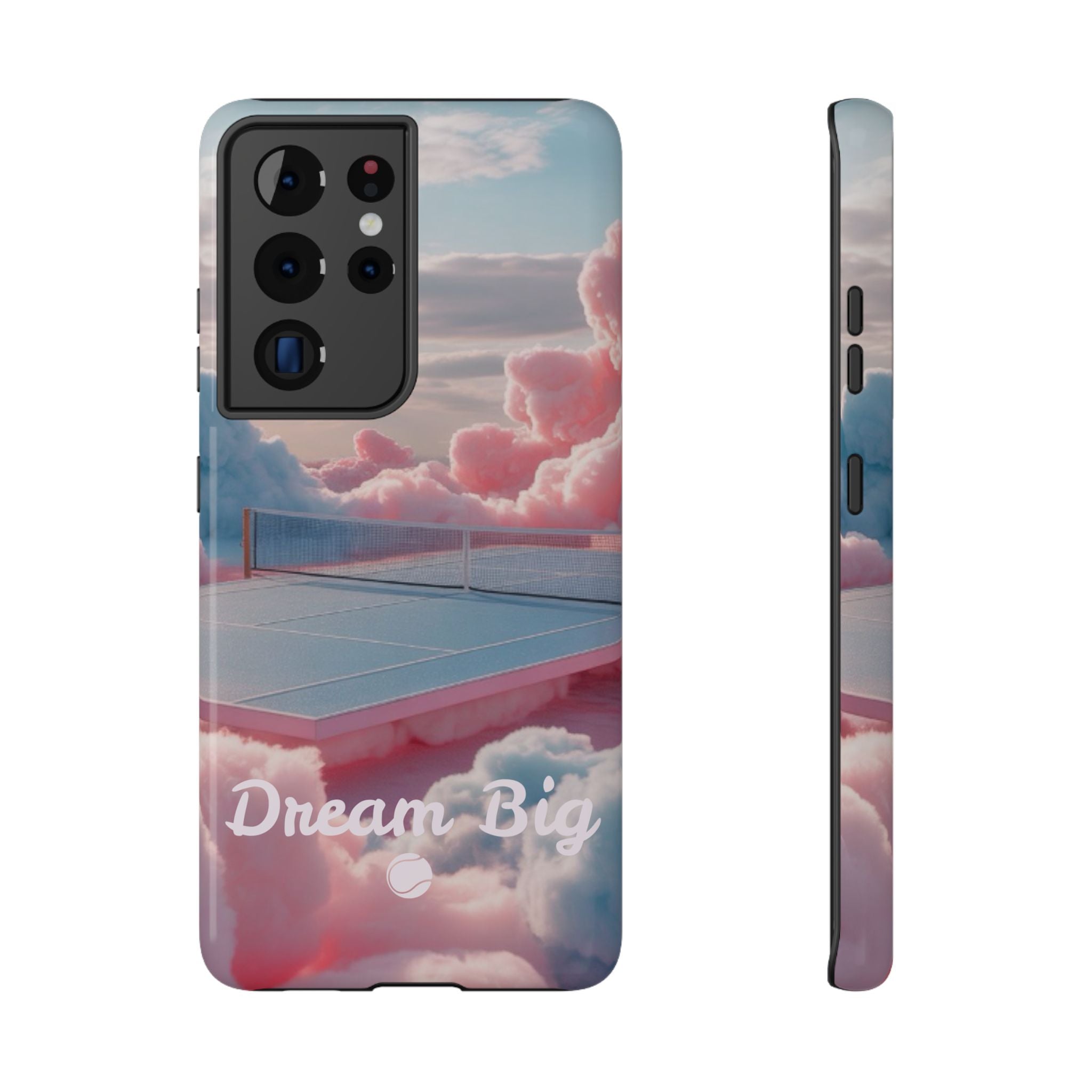 Tennis Impact-Resistant Phone Case — 'Dream Big' Pastel Cloud Tennis Court
