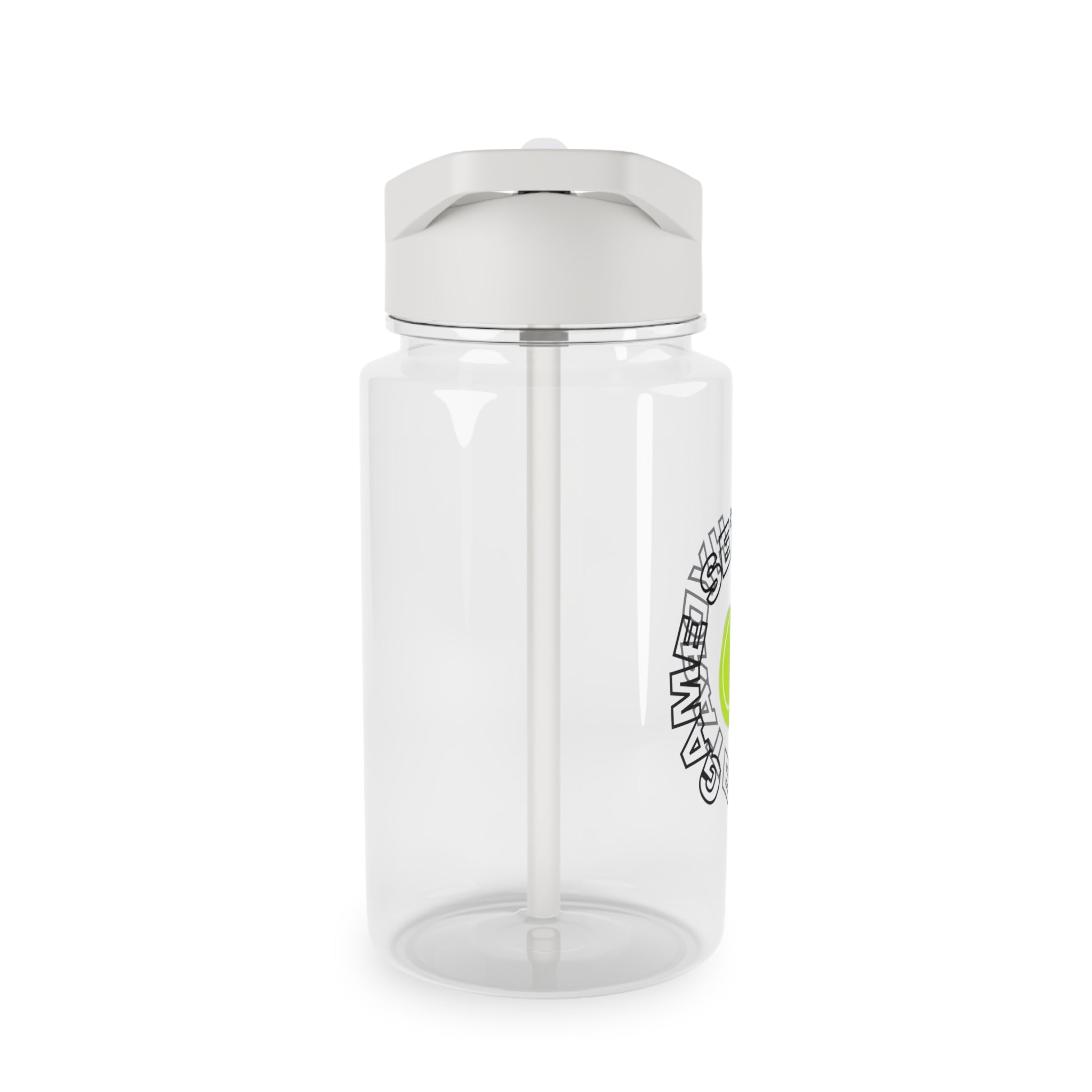 Juniors Water Bottle, 16.9oz - 'Game, Set, Hydrate', black/yellow, tennis ball