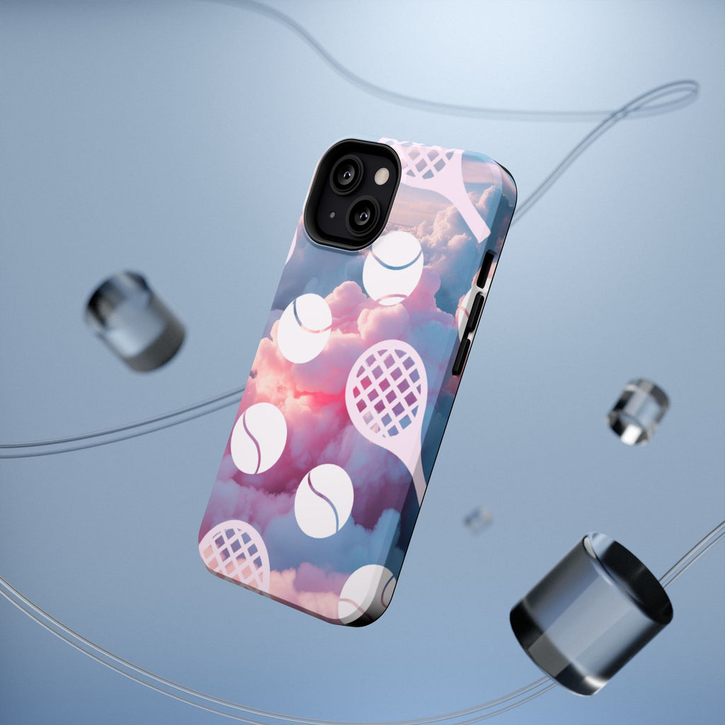 Tennis Impact-Resistant Phone Case — Tennis Rackets & Balls on Cloudscape