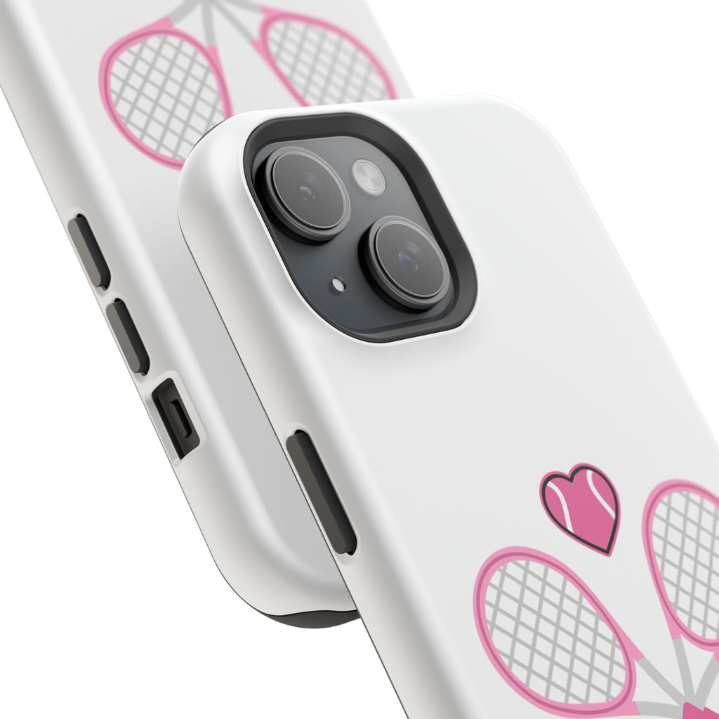 Tennis Impact‑Resistant Phone Case — 'Forty Love', pink/white