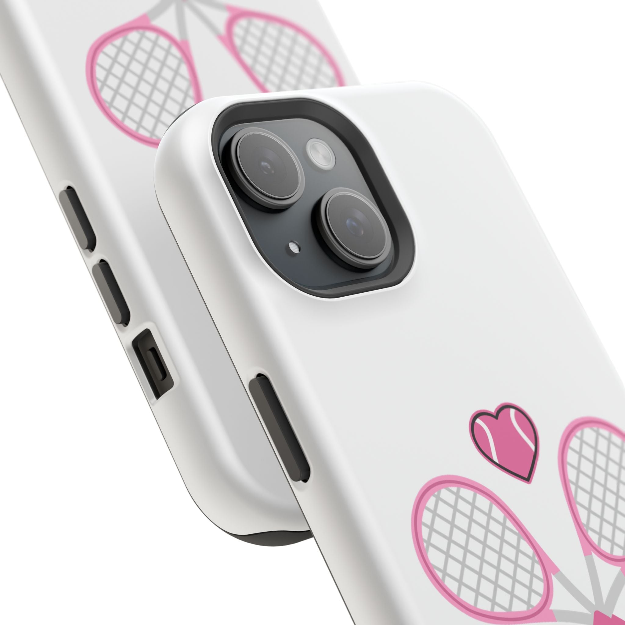 Tennis Impact‑Resistant Phone Case — 'Forty Love', pink/white