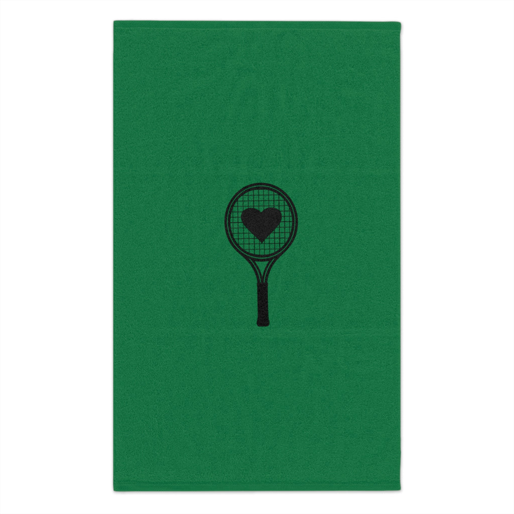 Rally Towel, 11x18 - Green/black, racket with heart
