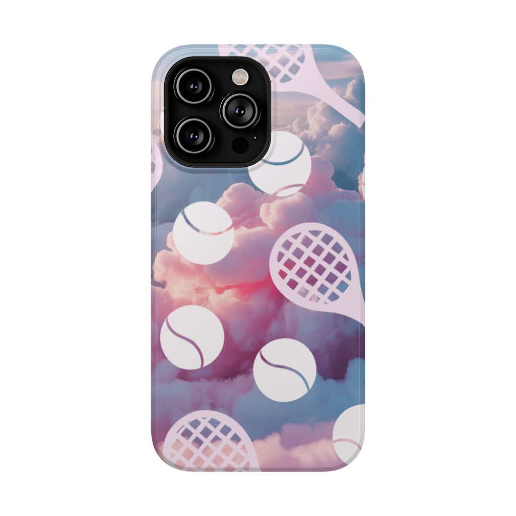 Tennis Impact-Resistant Phone Case — Tennis Rackets & Balls on Cloudscape