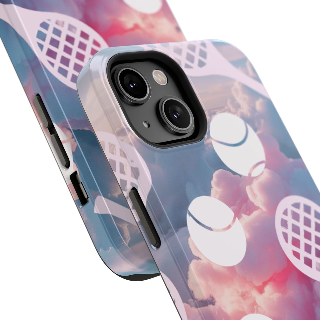 Tennis Impact-Resistant Phone Case — Tennis Rackets & Balls on Cloudscape