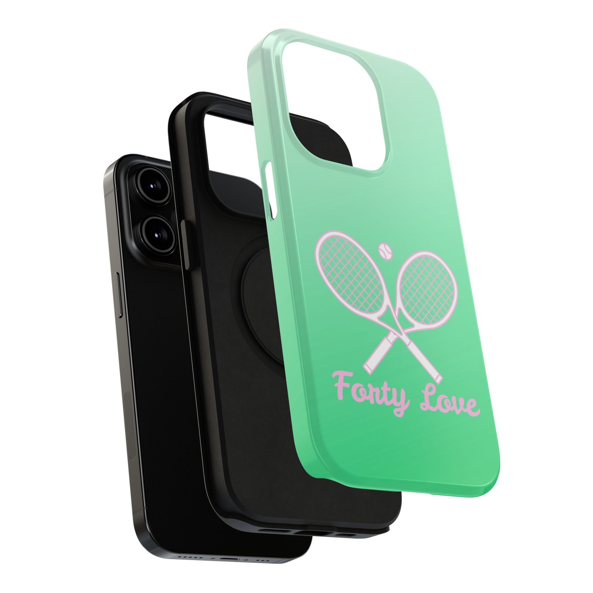Tennis Impact-Resistant Phone Case — 'Forty Love', Green Gradient
