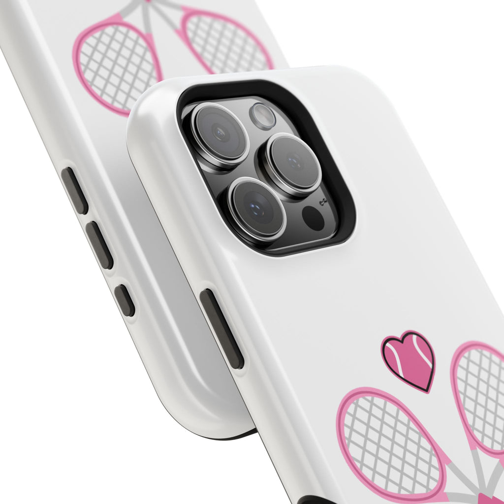 Tennis Impact‑Resistant Phone Case — 'Forty Love', pink/white