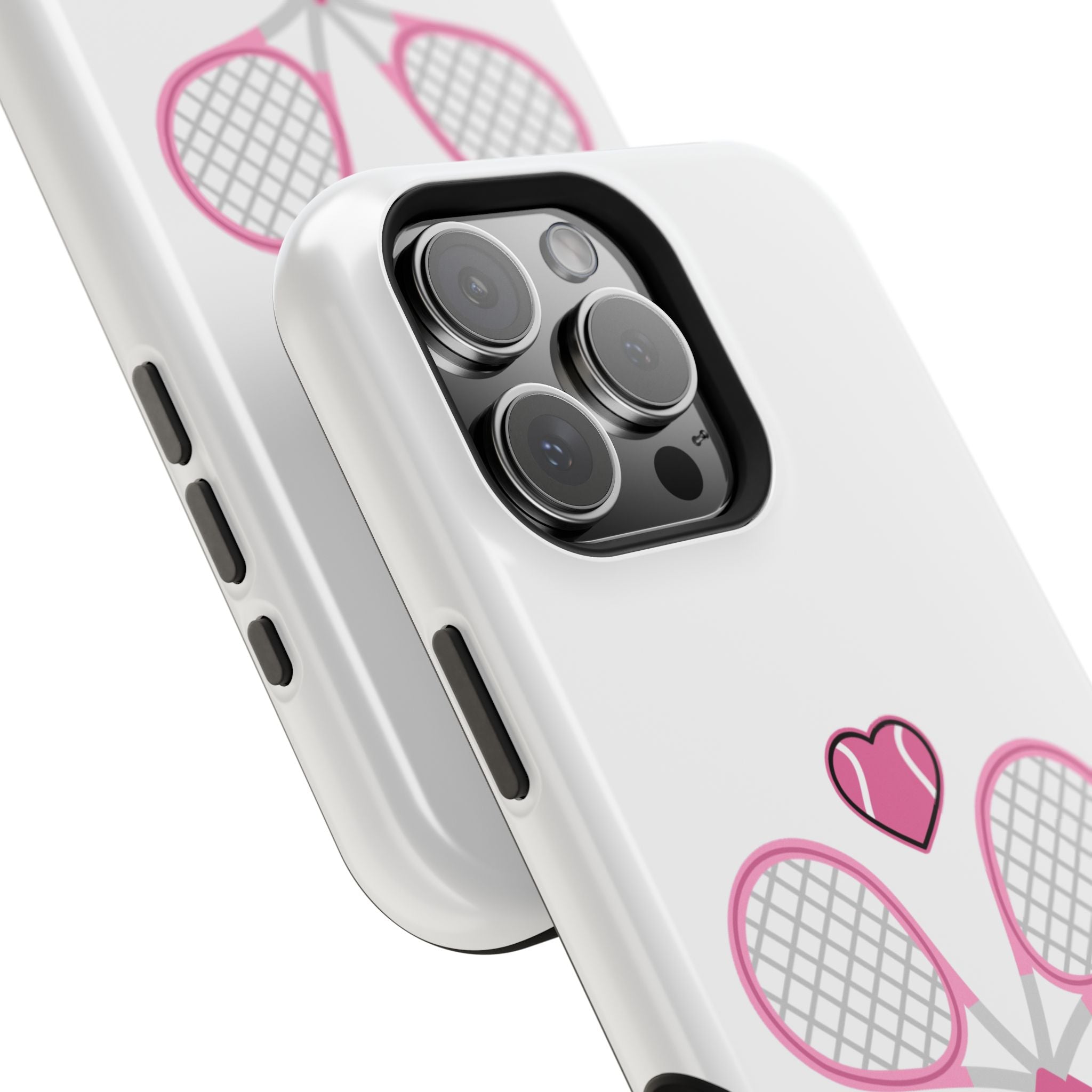 Tennis Impact‑Resistant Phone Case — 'Forty Love', pink/white