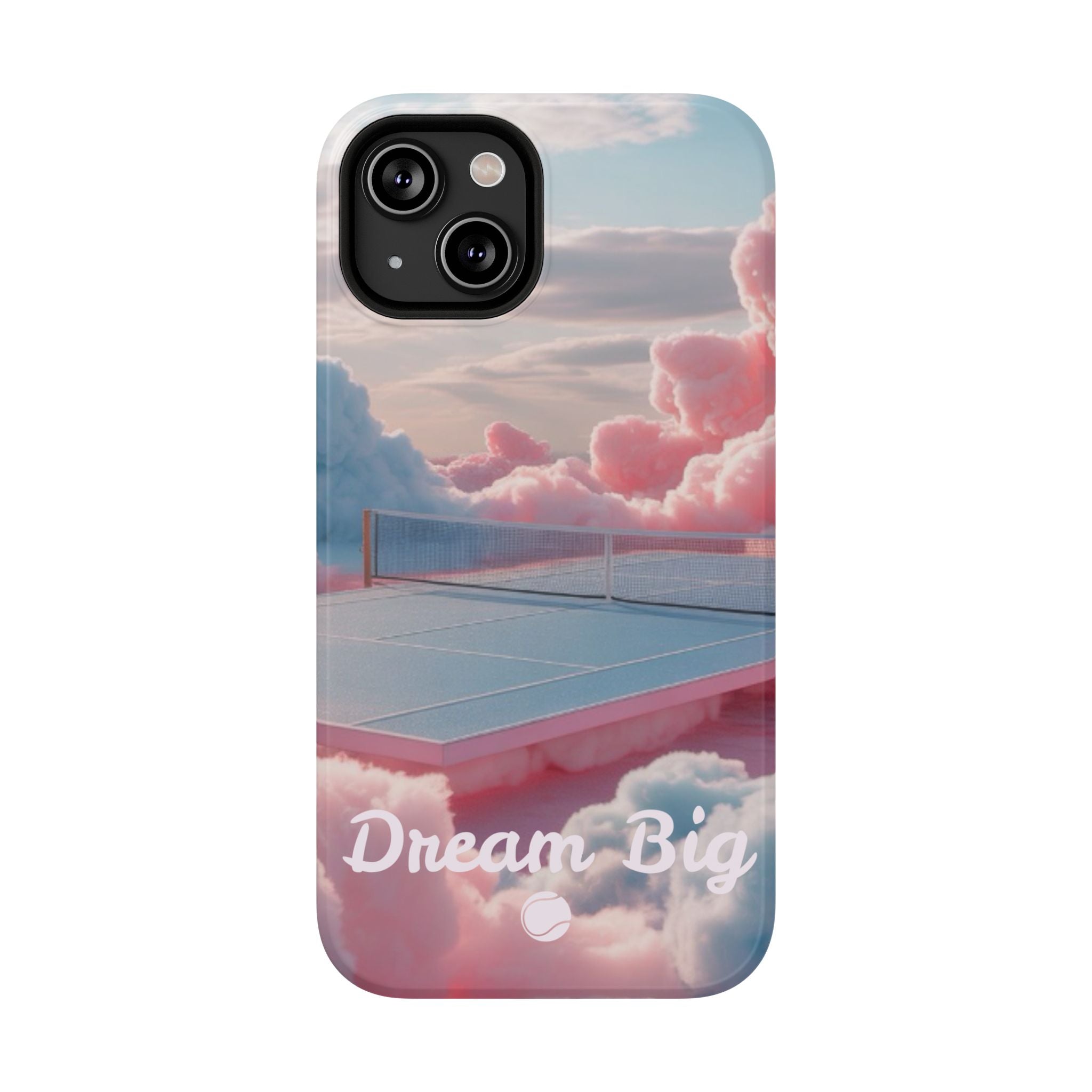 Tennis Impact-Resistant Phone Case — 'Dream Big' Pastel Cloud Tennis Court
