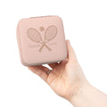 Jewelry Travel Case — Compact Pink Travel Jewelry Organizer (Tennis Love Design)