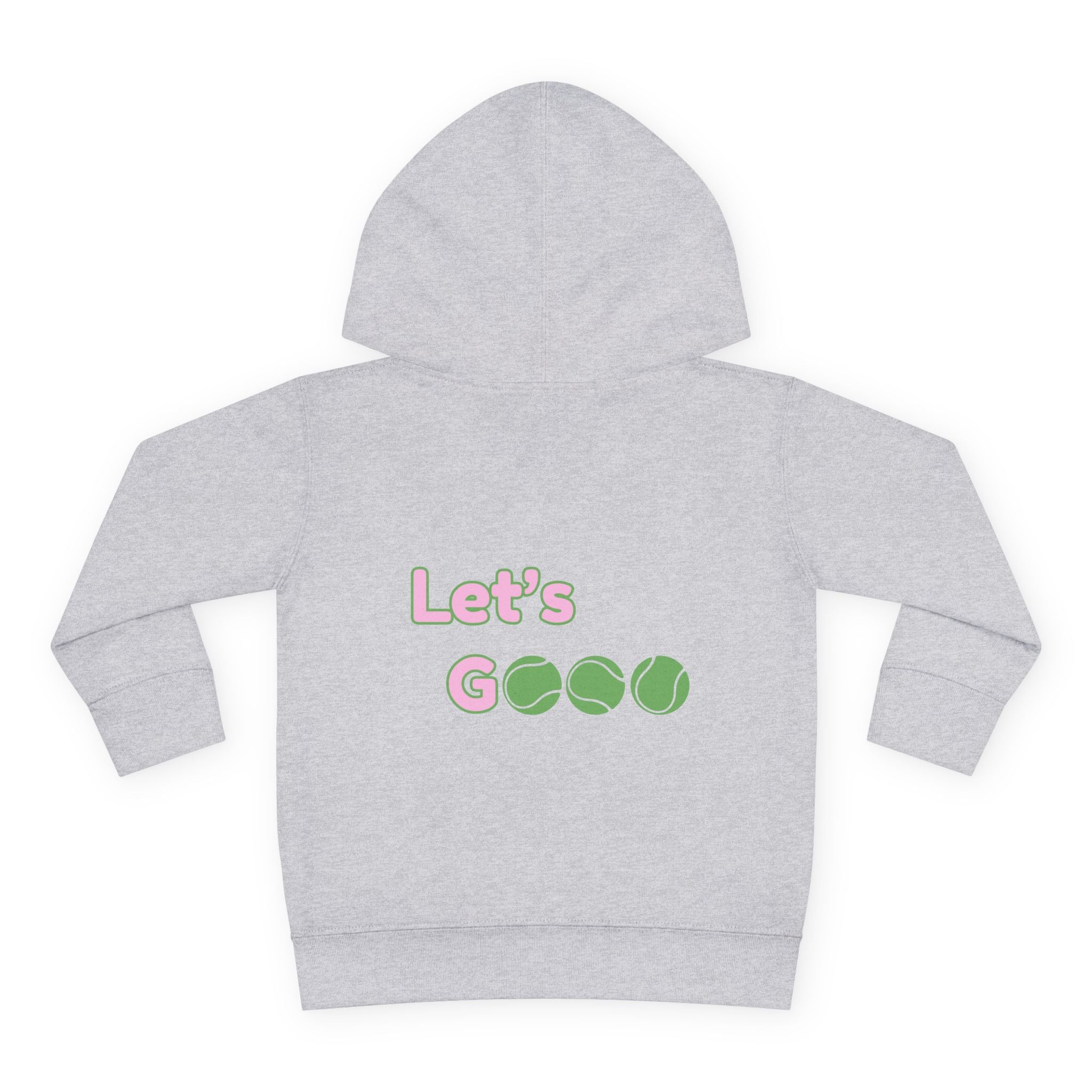 Girl Toddler's Junior Hoodie — “Let’s Go” Tennis Graphic Sweatshirt (Pink & Green)