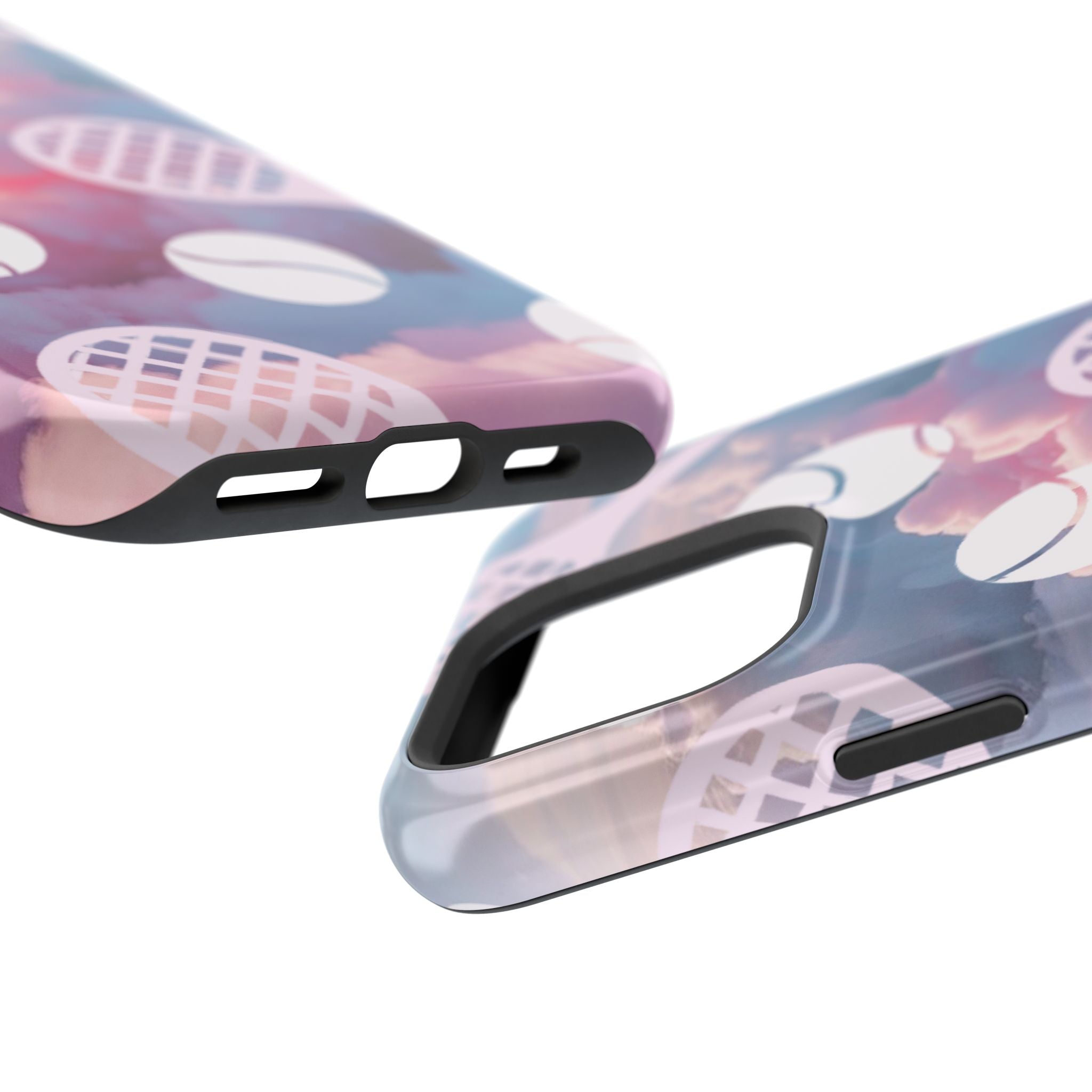 Tennis Impact-Resistant Phone Case — Tennis Rackets & Balls on Cloudscape