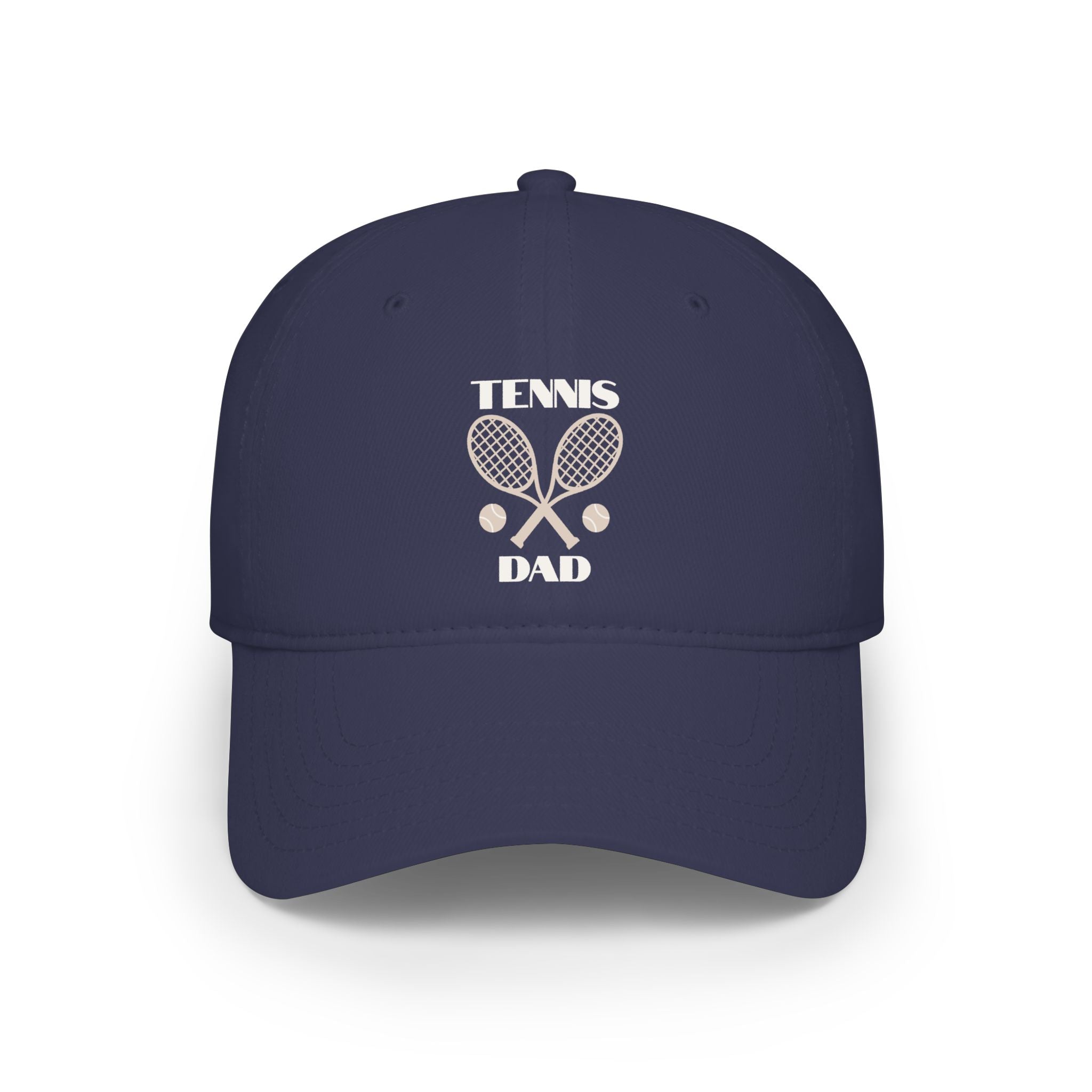 Men's Tennis Dad Cap — Low Profile Baseball Hat with Rackets & Ball