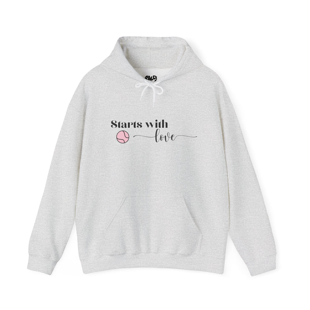 Women's Hoodie Sweatshirt- 'Starts with Love' tennis ball, Sports Graphic