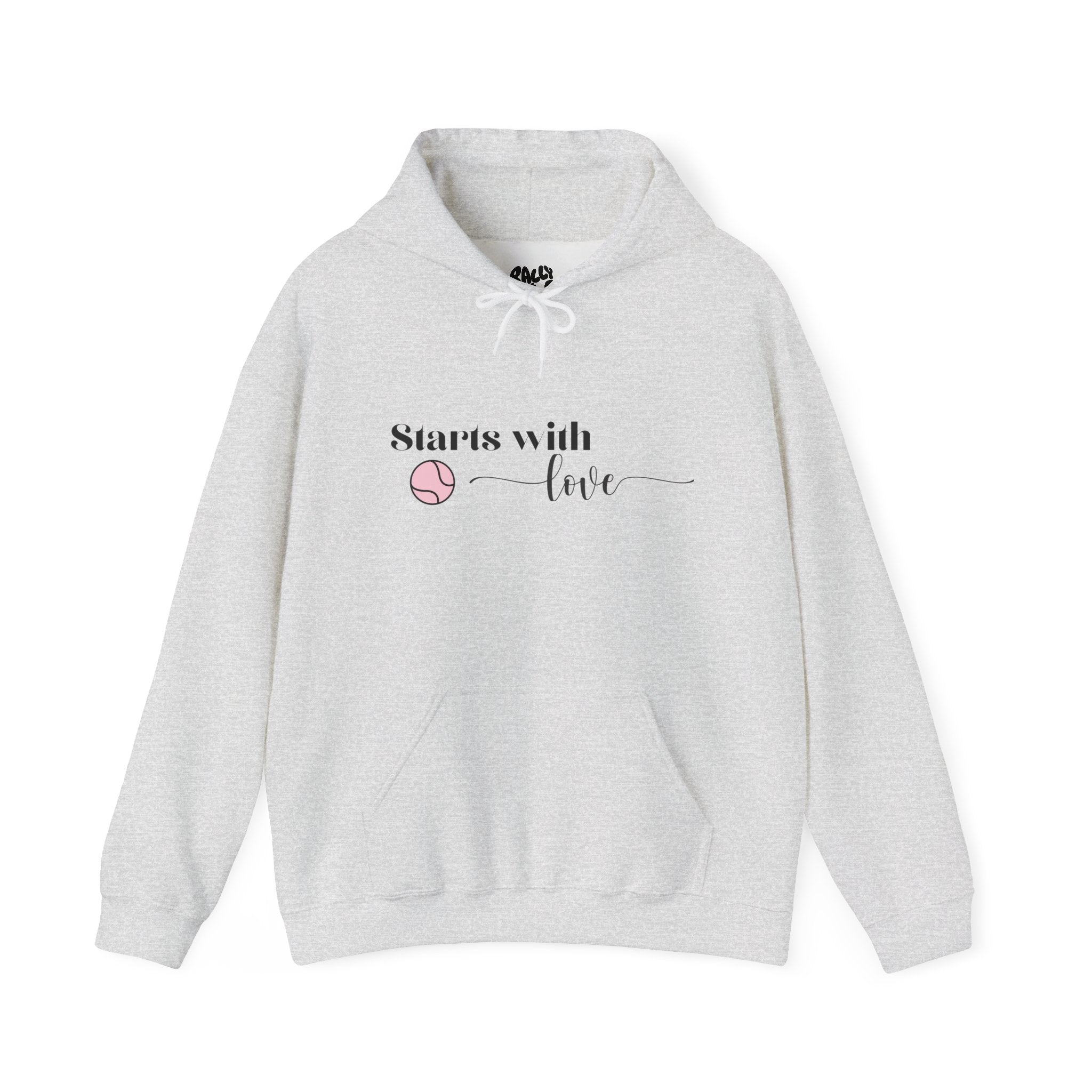 Women's Hoodie Sweatshirt- 'Starts with Love' tennis ball, Sports Graphic