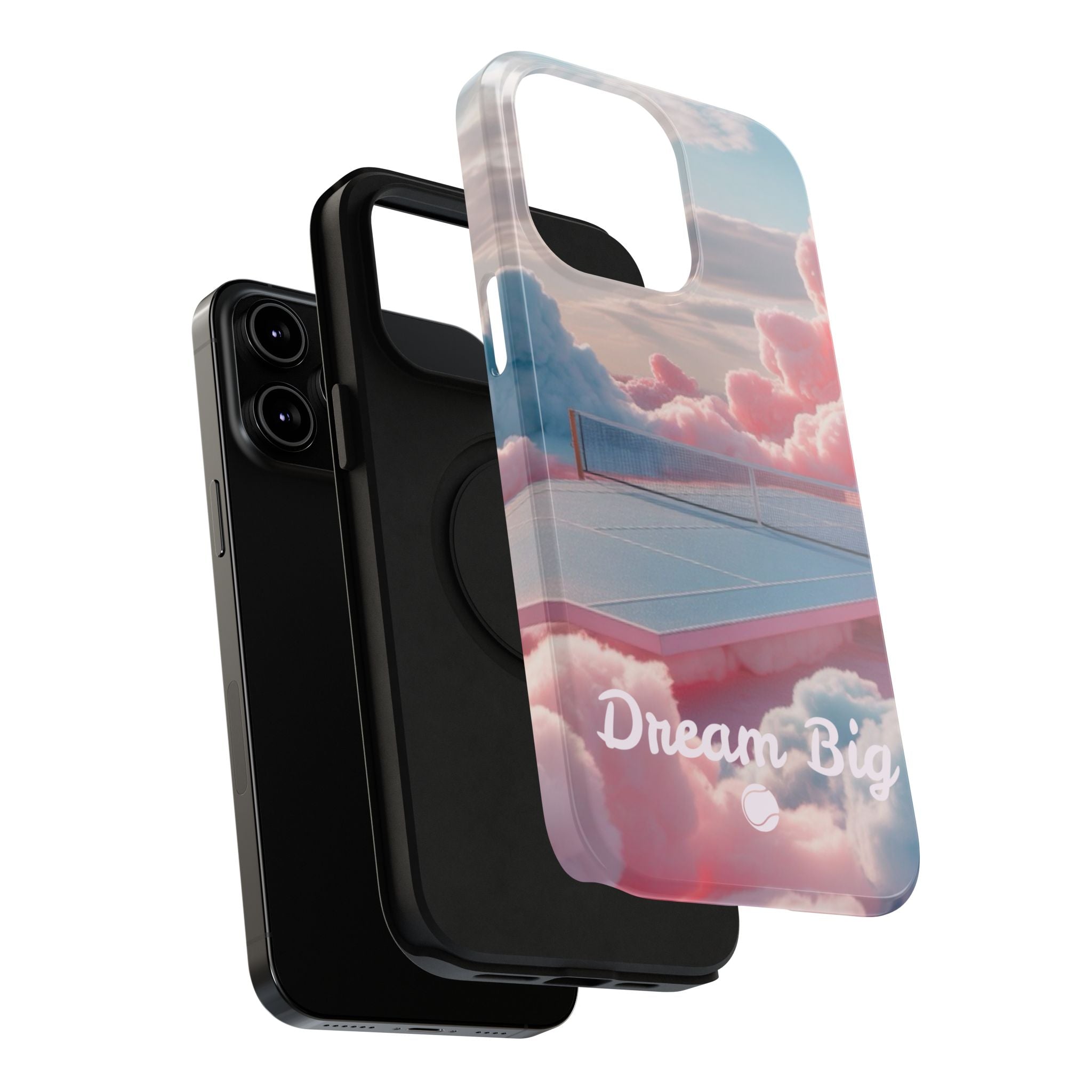 Tennis Impact-Resistant Phone Case — 'Dream Big' Pastel Cloud Tennis Court