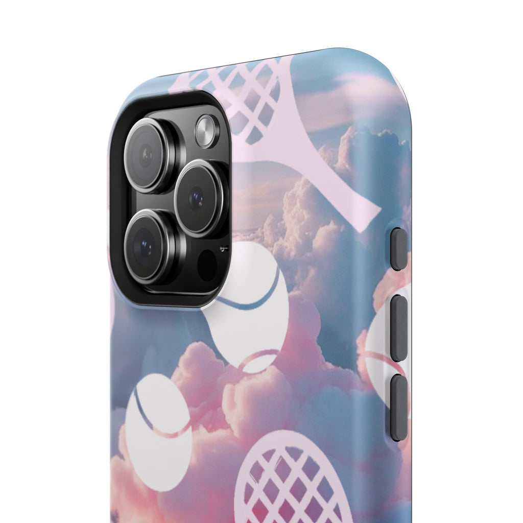 Tennis Impact-Resistant Phone Case — Tennis Rackets & Balls on Cloudscape
