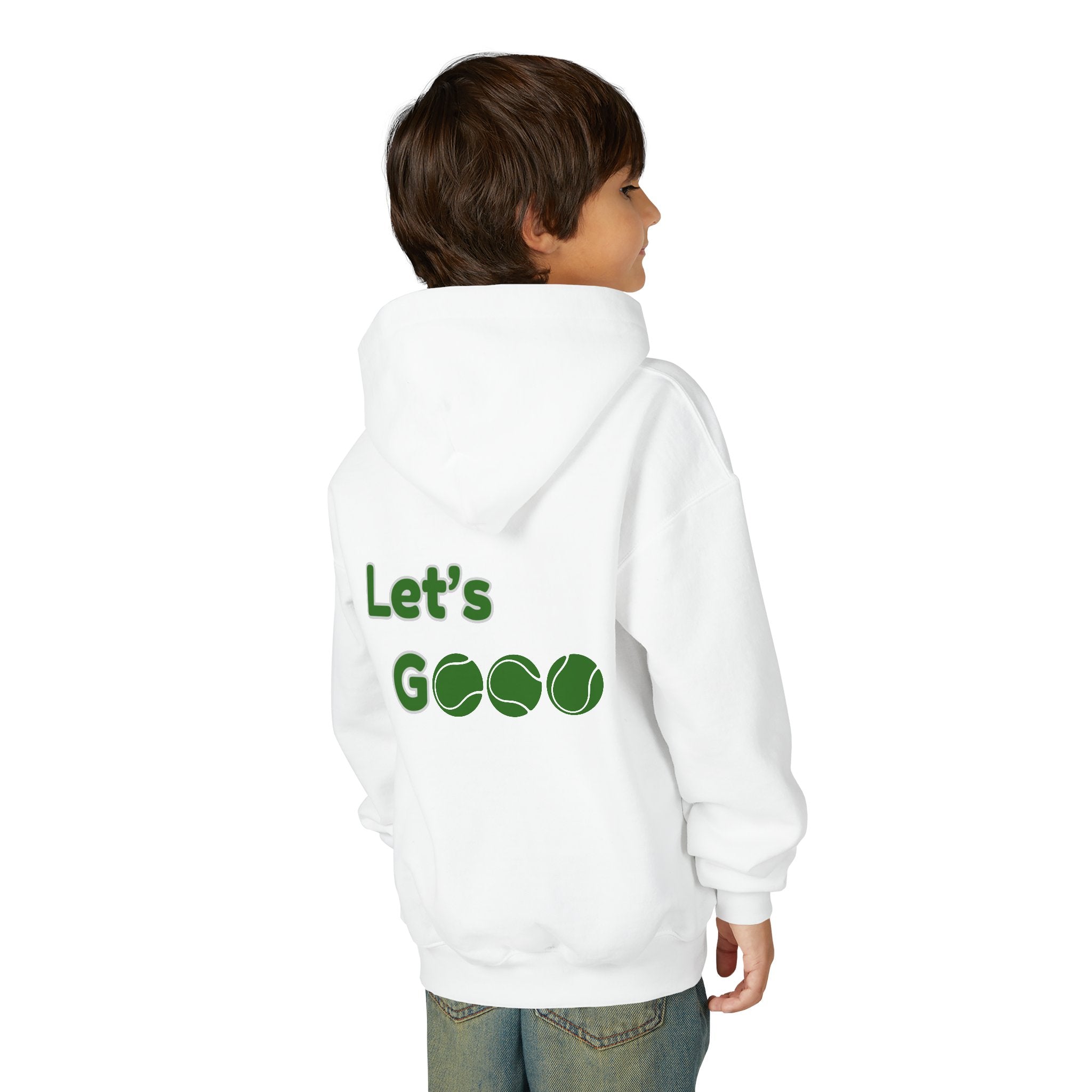 Boy's Junior Hoodie sweatshirt — “Let’s Go” Tennis Graphic Sweatshirt (Green)