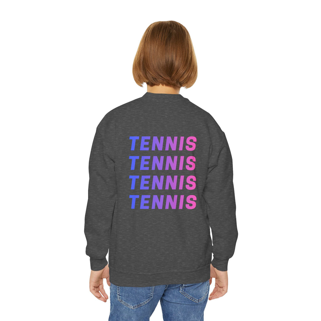 Girl's Junior Tennis Crewneck Sweatshirt – Retro Gradient "TENNIS" Graphic