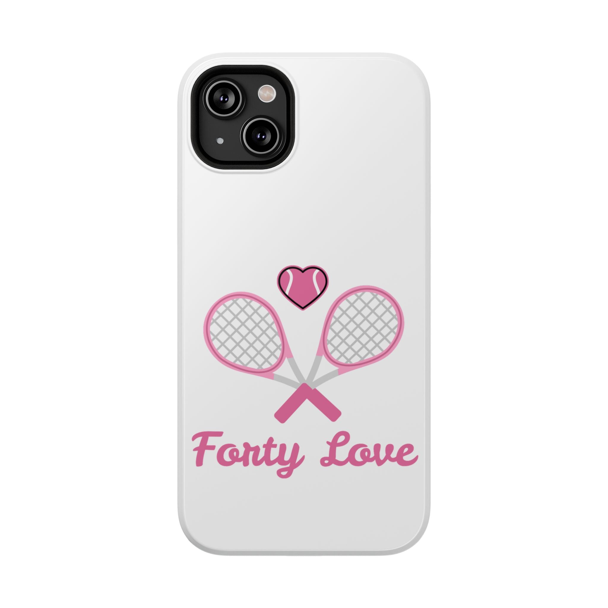 Tennis Impact‑Resistant Phone Case — 'Forty Love', pink/white