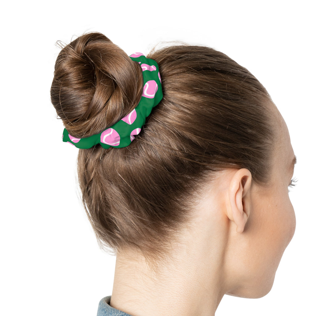Green & Pink Hair Accessory — Tennis Ball Scrunchie