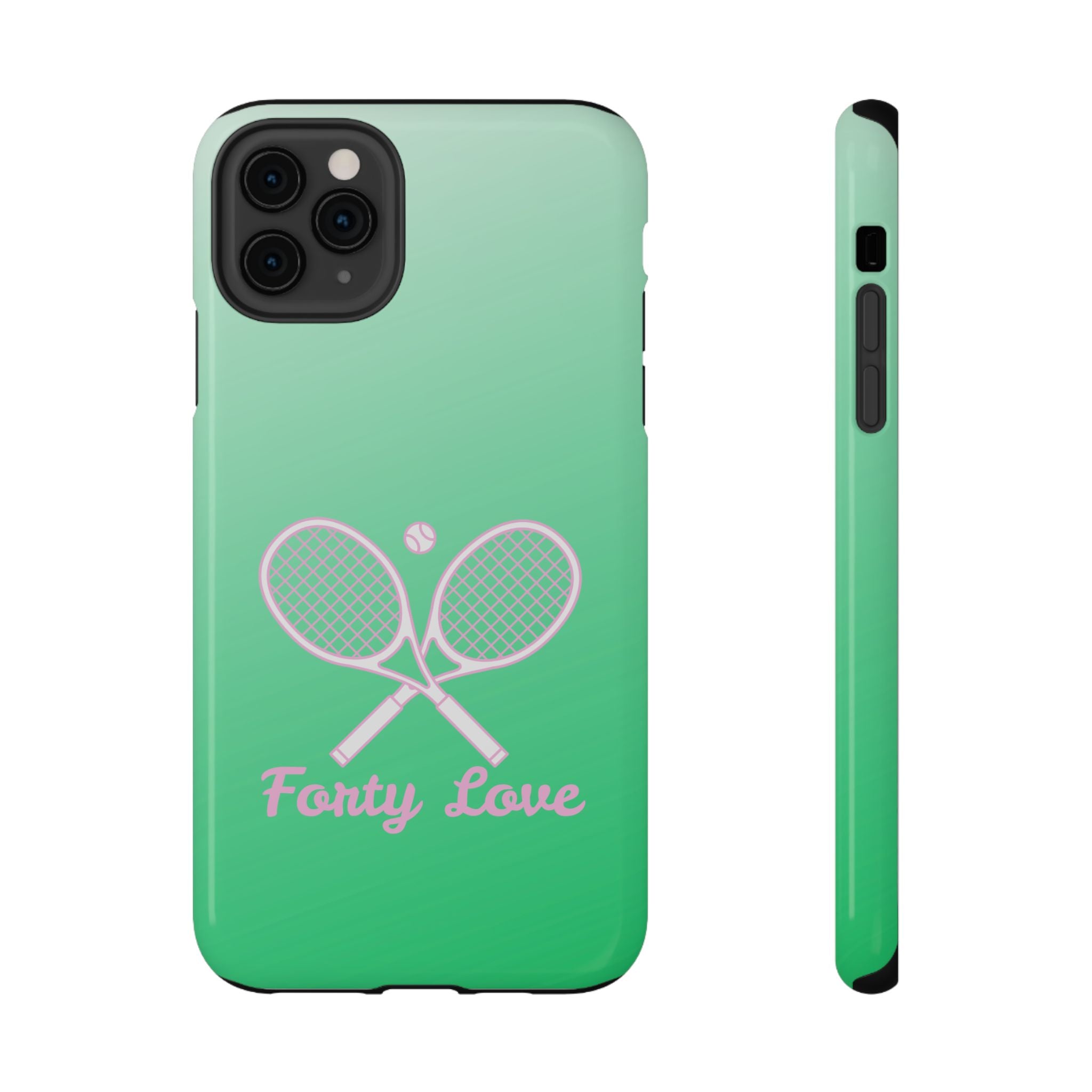 Tennis Impact-Resistant Phone Case — 'Forty Love', Green Gradient