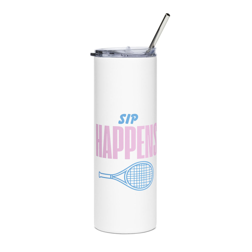 Stainless Steel Tumbler 20oz - 'Sip Happens' Tennis Tumbler