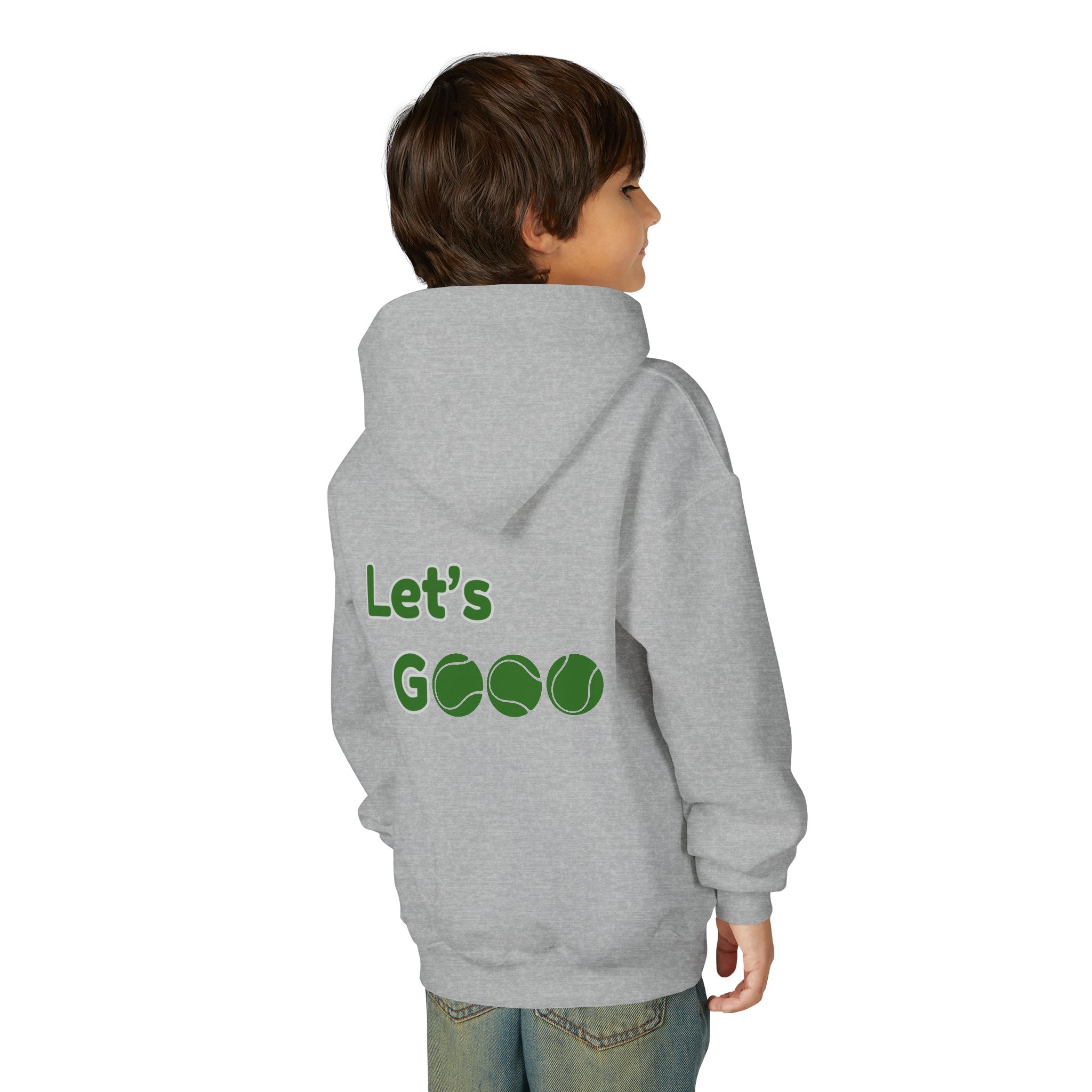 Boy's Junior Hoodie sweatshirt — “Let’s Go” Tennis Graphic Sweatshirt (Green)