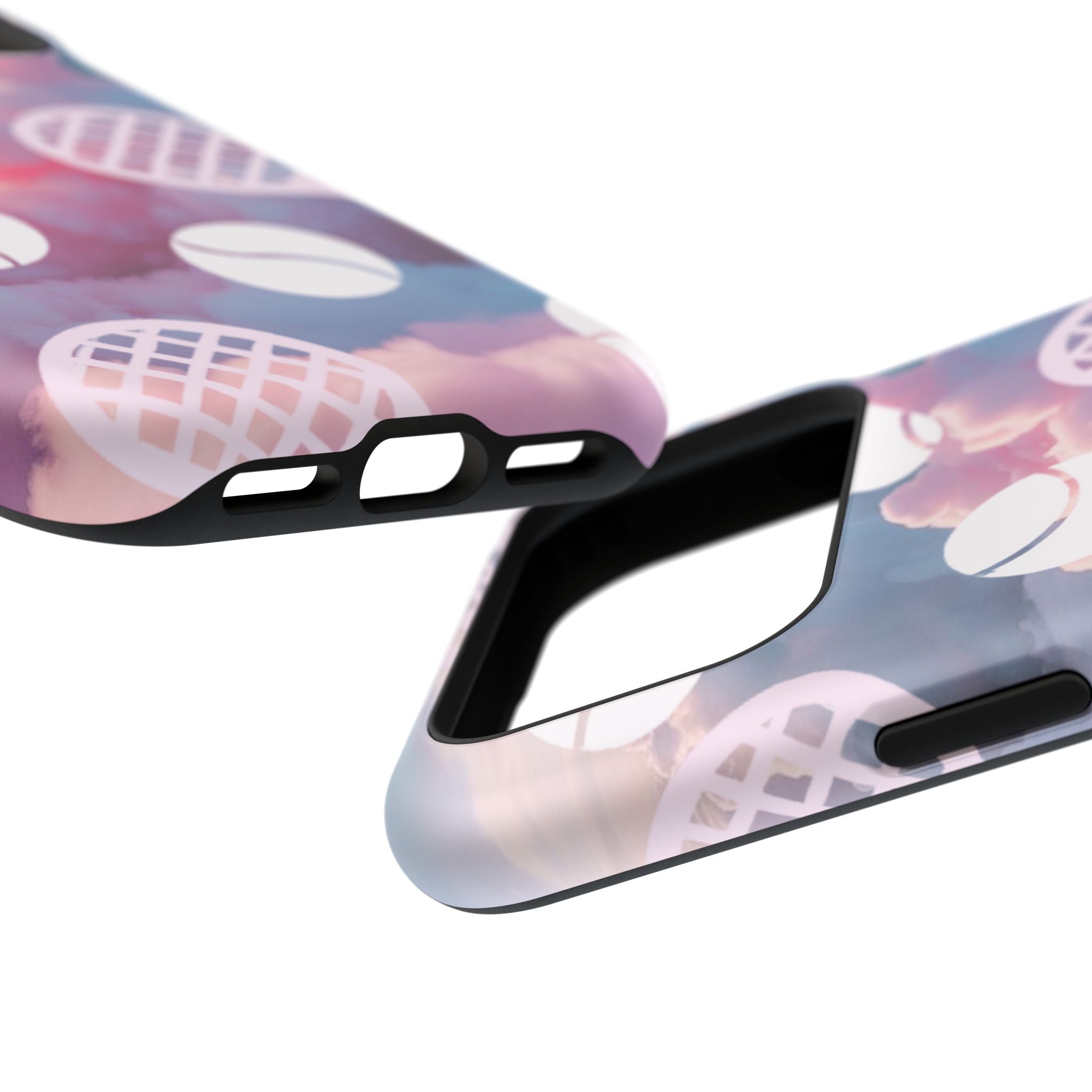 Tennis Impact-Resistant Phone Case — Tennis Rackets & Balls on Cloudscape