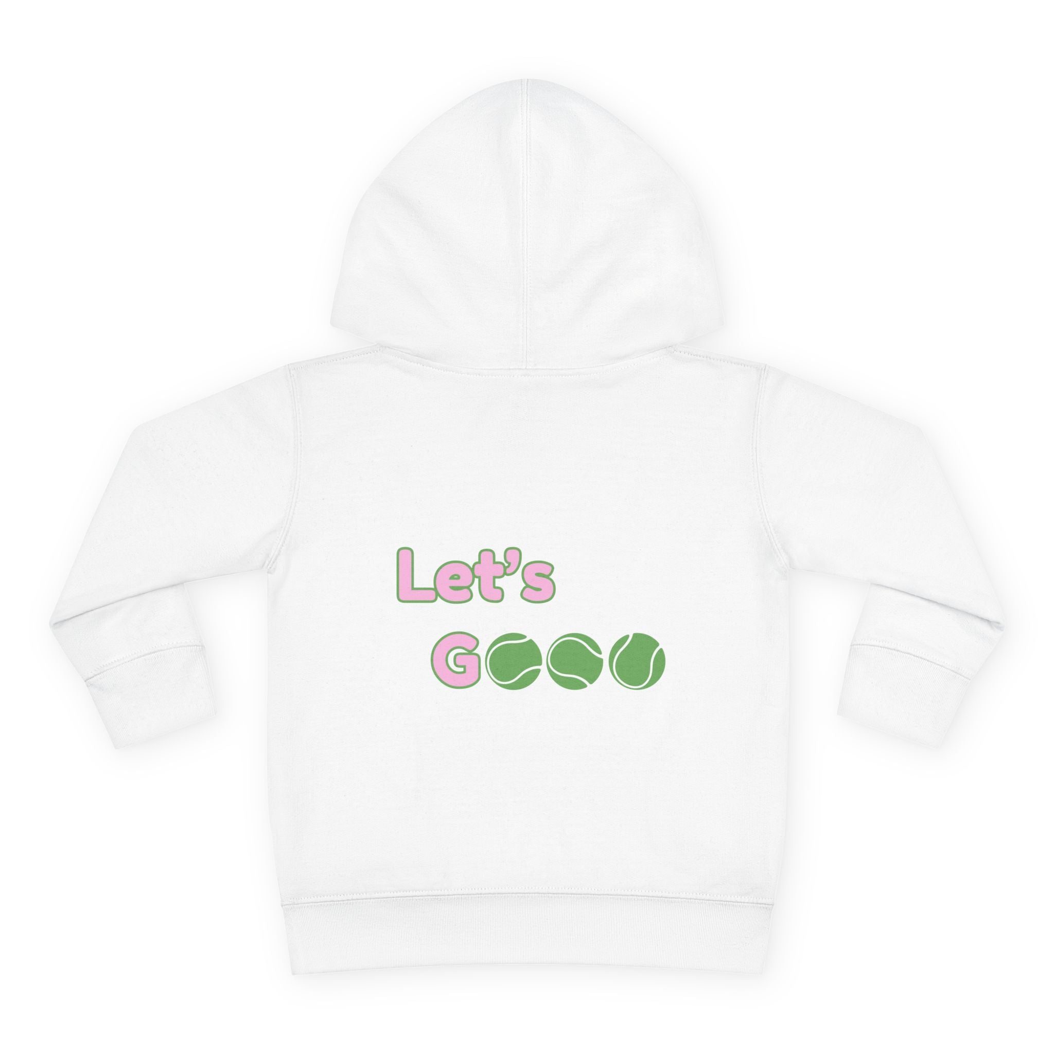Girl Toddler's Junior Hoodie — “Let’s Go” Tennis Graphic Sweatshirt (Pink & Green)