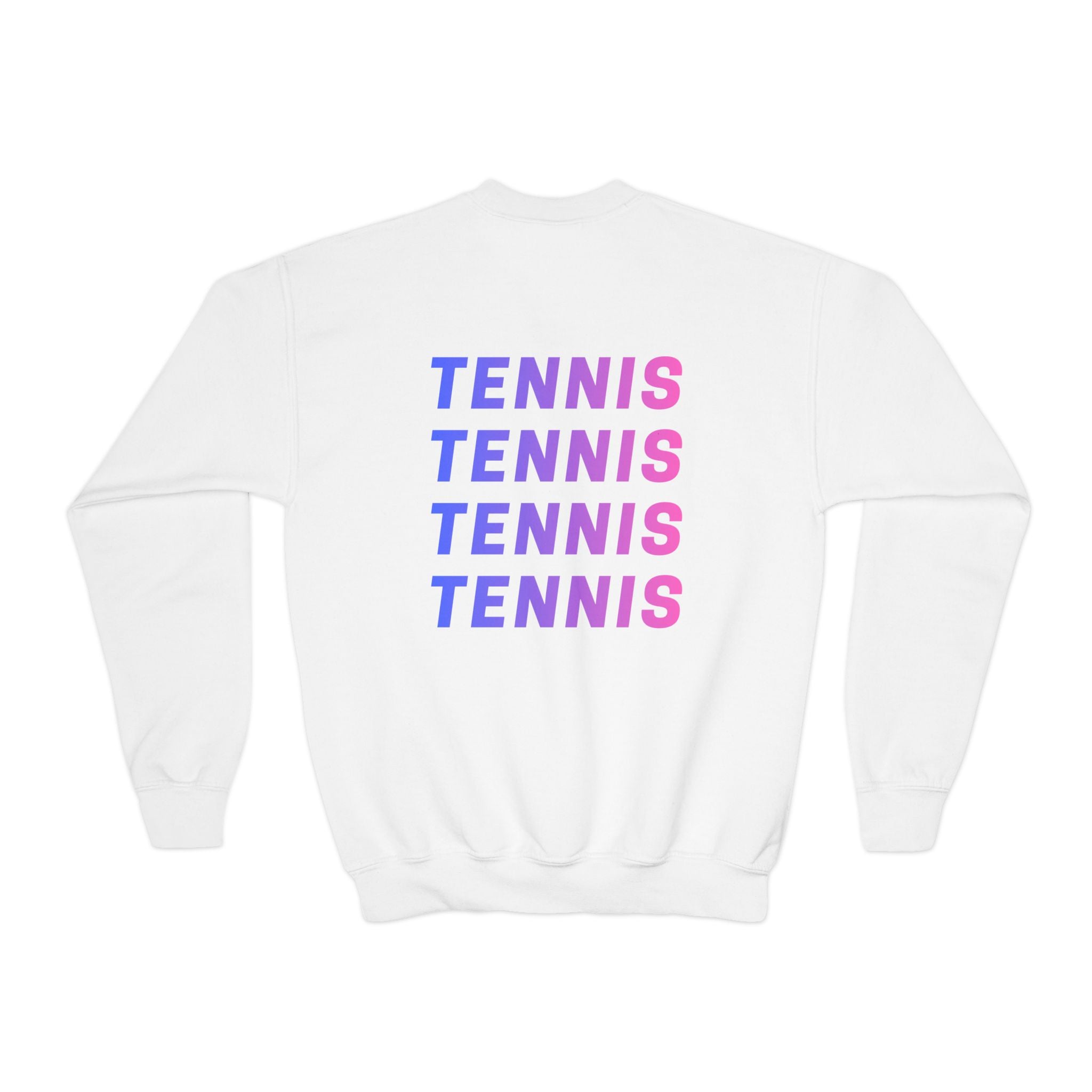 Girl's Junior Tennis Crewneck Sweatshirt – Retro Gradient "TENNIS" Graphic