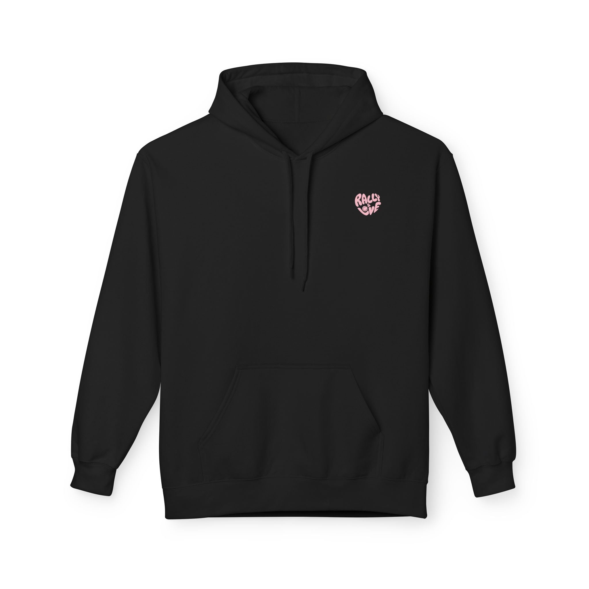 Women's Softstyle Fleece Hoodie sweatshirt - 'Rally & Love' logo, minimalist (pink)