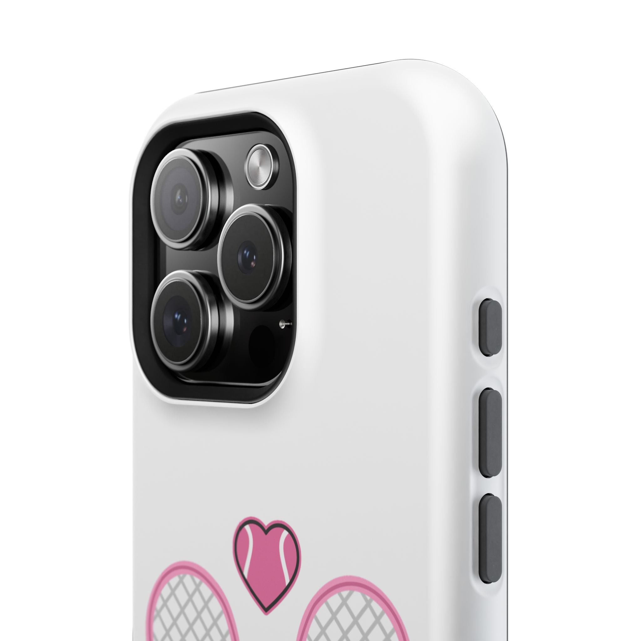 Tennis Impact‑Resistant Phone Case — 'Forty Love', pink/white
