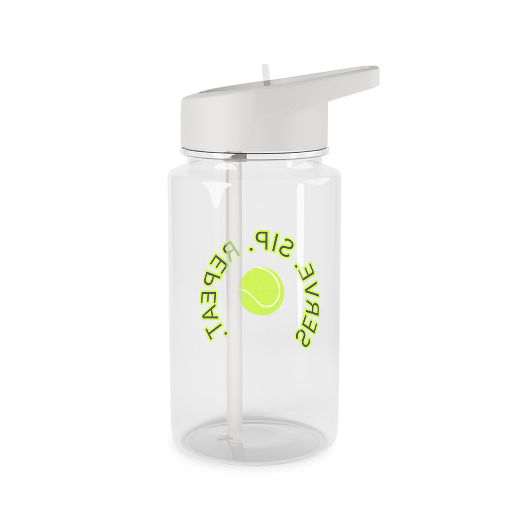 Juniors Water Bottle, 16.9oz - 'Serve. Sip. Repeat', black/yellow, tennis ball
