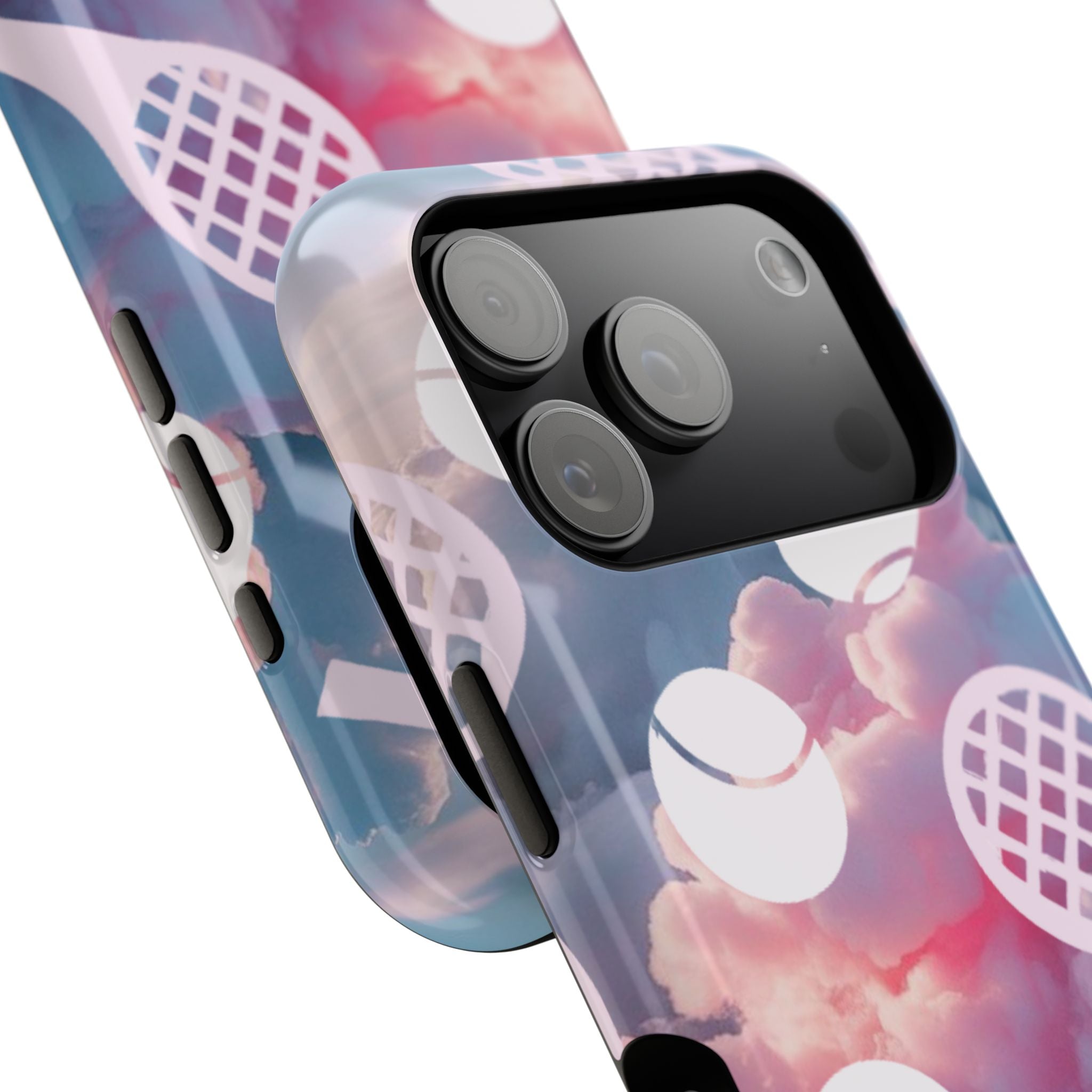 Tennis Impact-Resistant Phone Case — Tennis Rackets & Balls on Cloudscape
